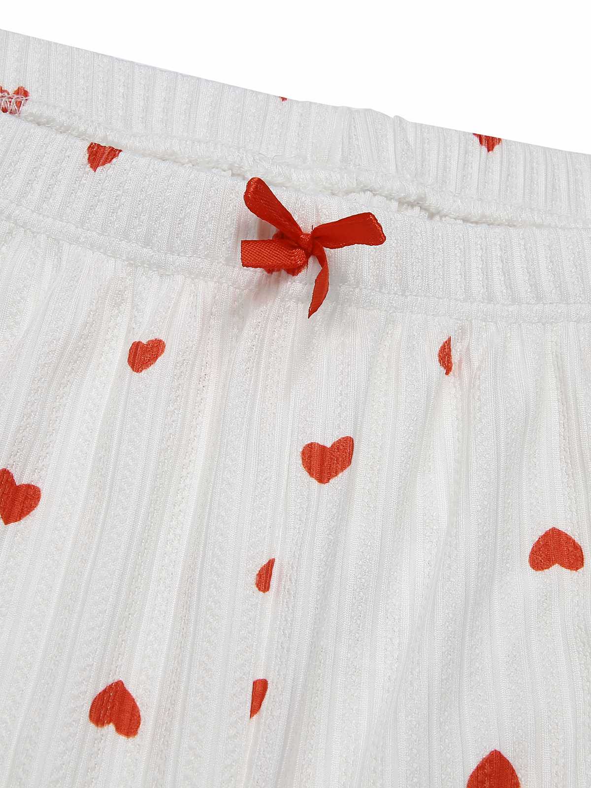 White 1970s Curled Heart Bow Long Sleeve Pajamas - Image 9