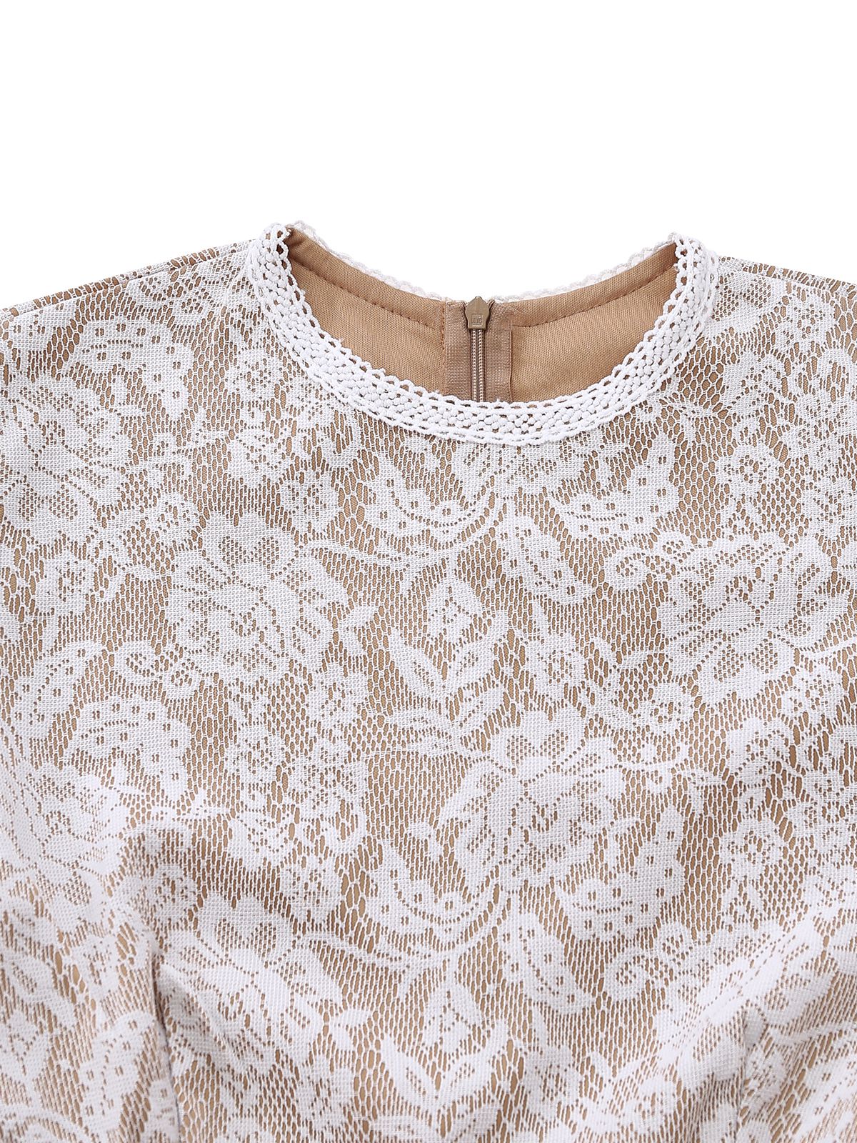 White 1970s Lace Long-Sleeve Flared Legs Jumpsuit - Image 4