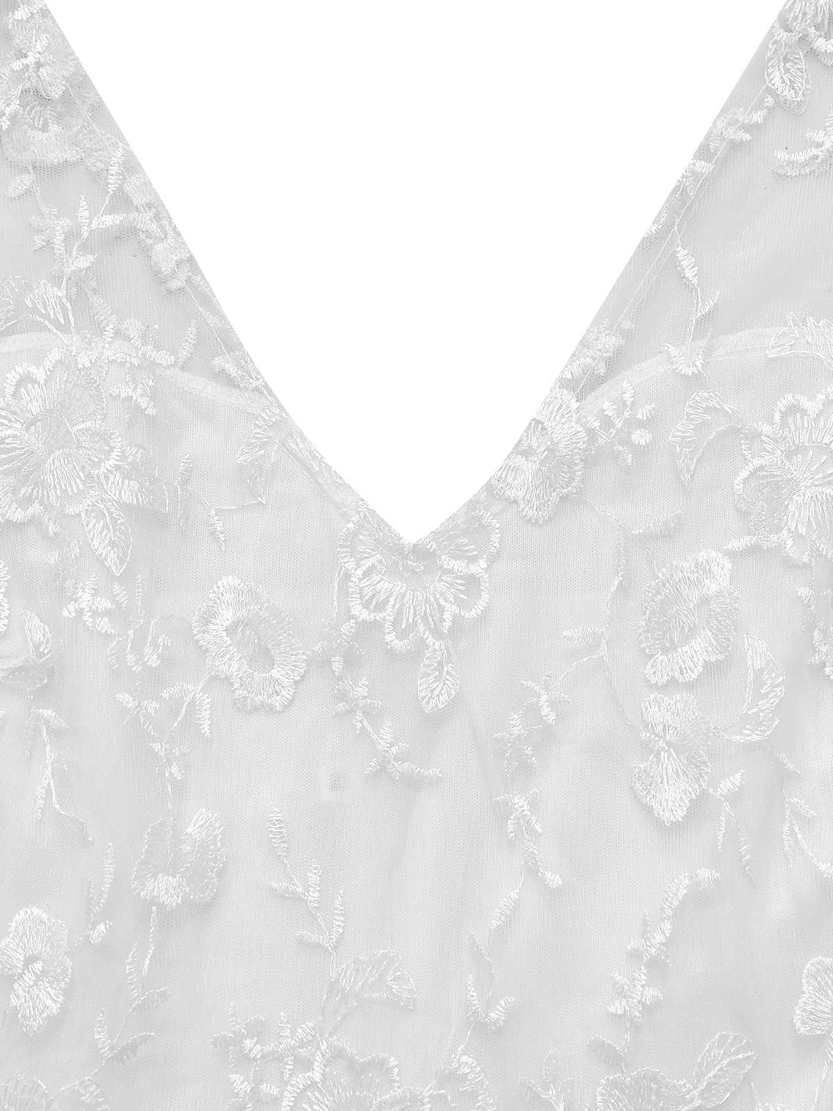 White 1970s Mesh Floral Embroidered Jumpsuit - Image 6