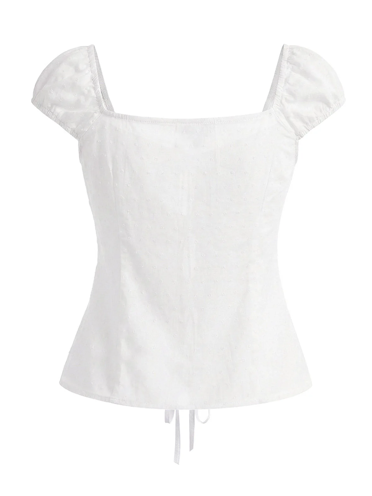 [Pre-Sale] White 1970s Pure Cotton Polka Dot Bow Tie Blouse - Image 4
