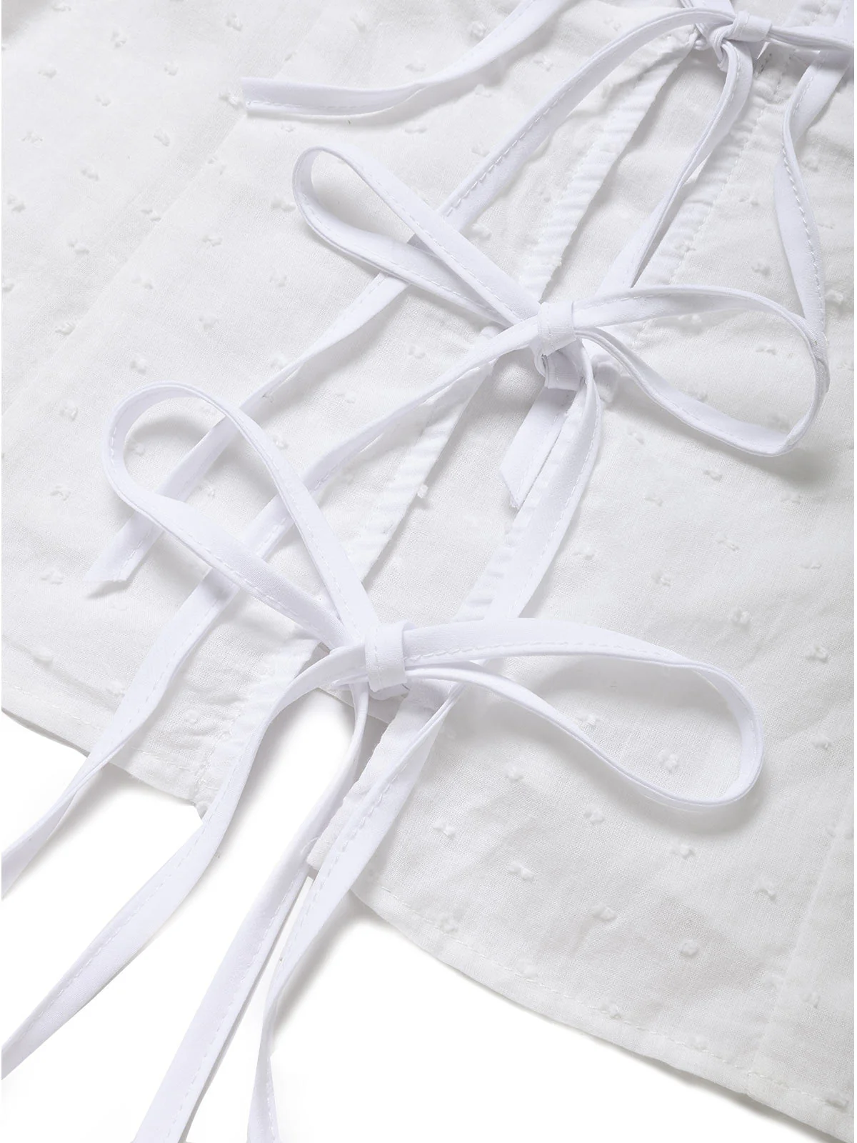 [Pre-Sale] White 1970s Pure Cotton Polka Dot Bow Tie Blouse - Image 7