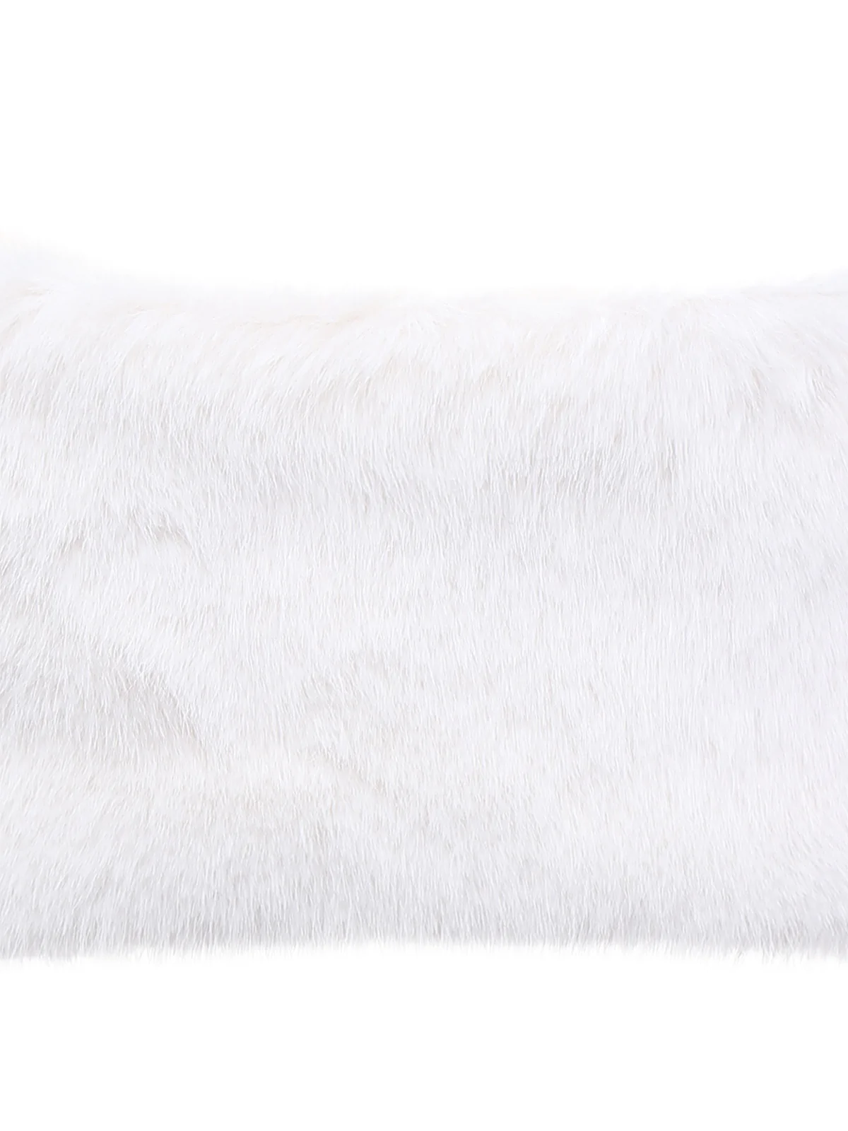 White 1970s Solid Faux Fur Pom Pom Tie Shawl - Image 6