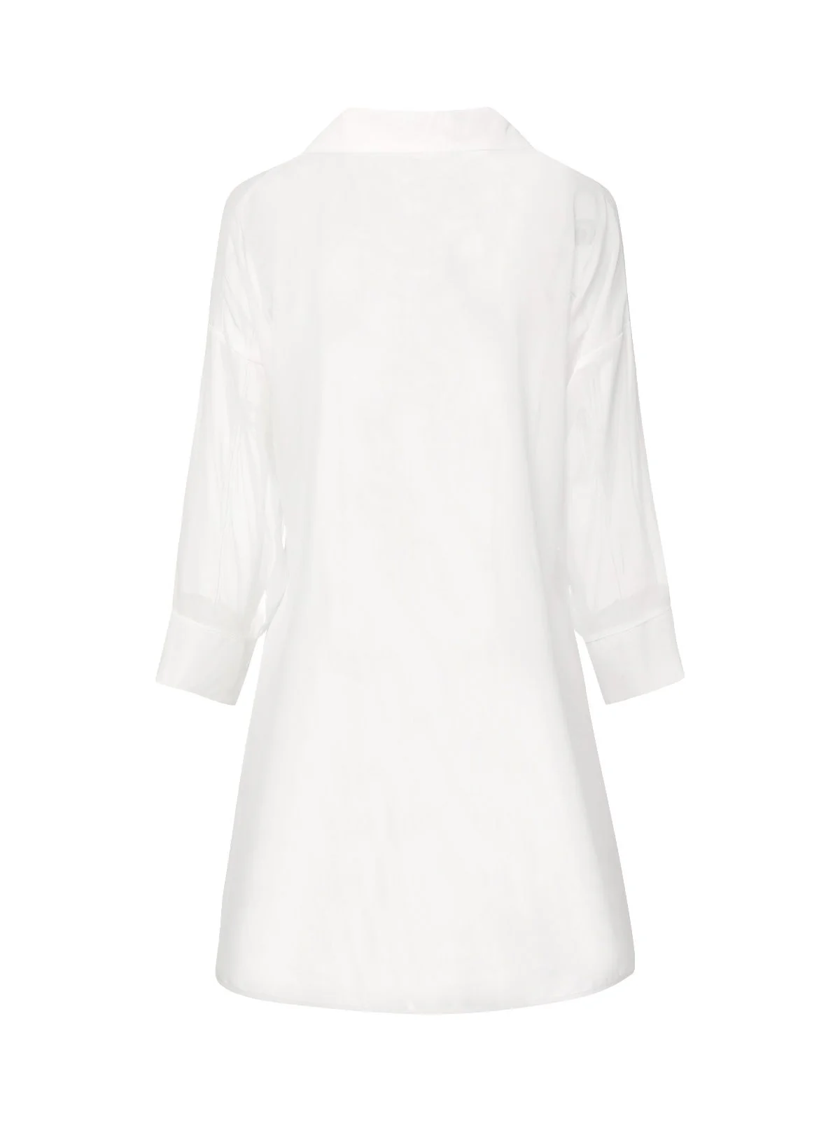 White 1970s Solid Sheer Long Sleeve Shirt - Image 3