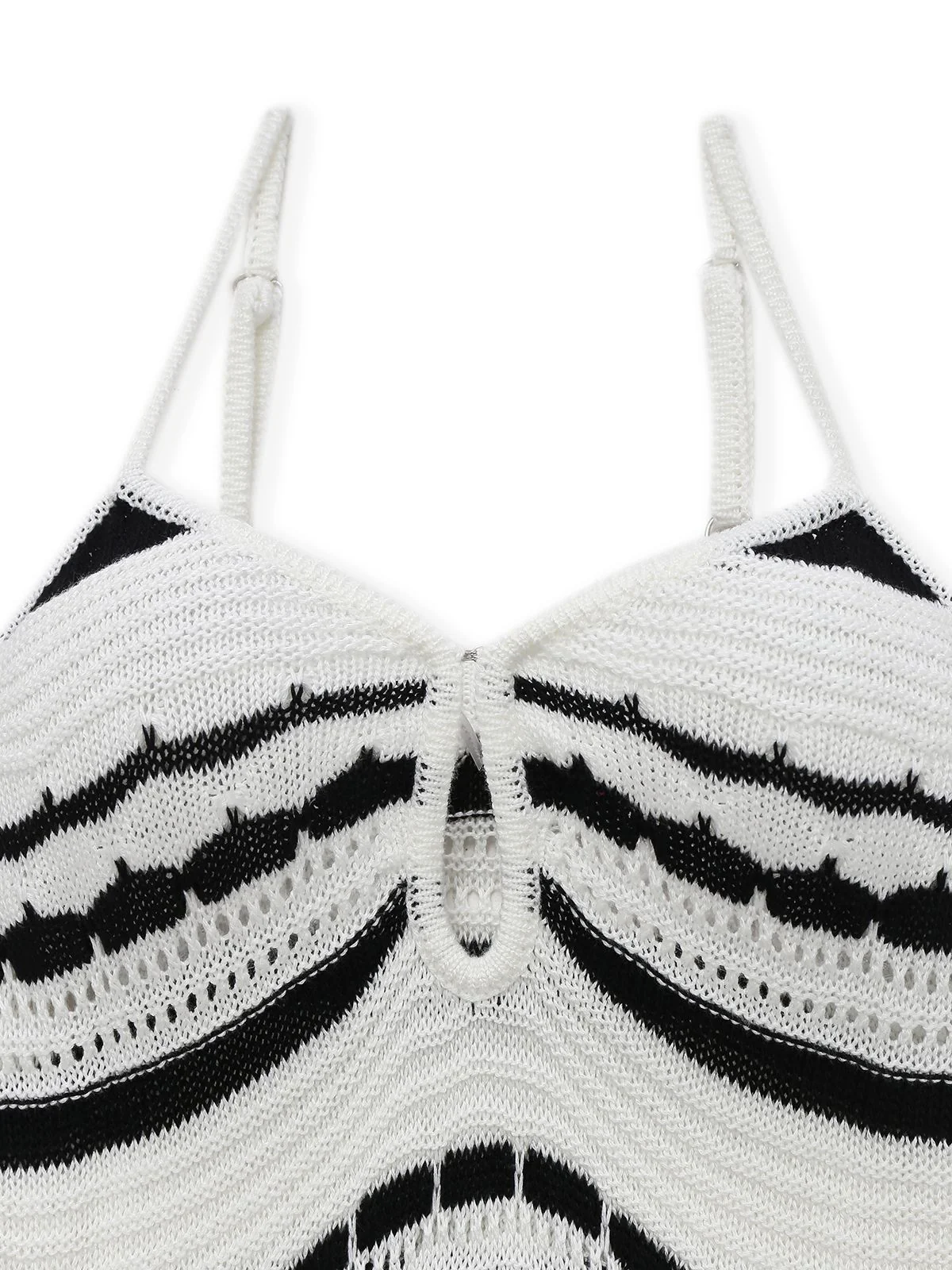 White 1970s Striped Knit Bodycon Dress - Image 3
