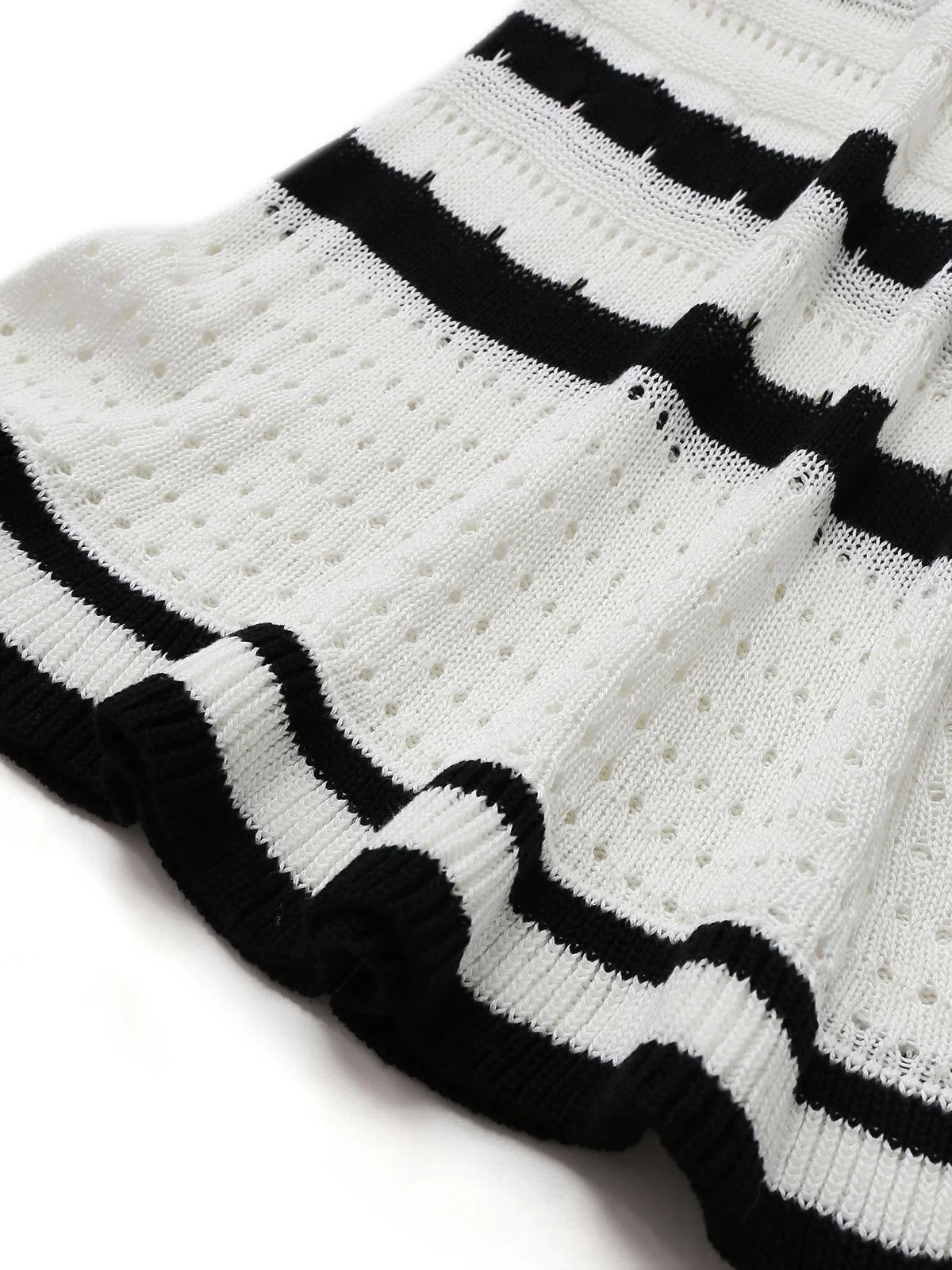 White 1970s Striped Knit Bodycon Dress - Image 5