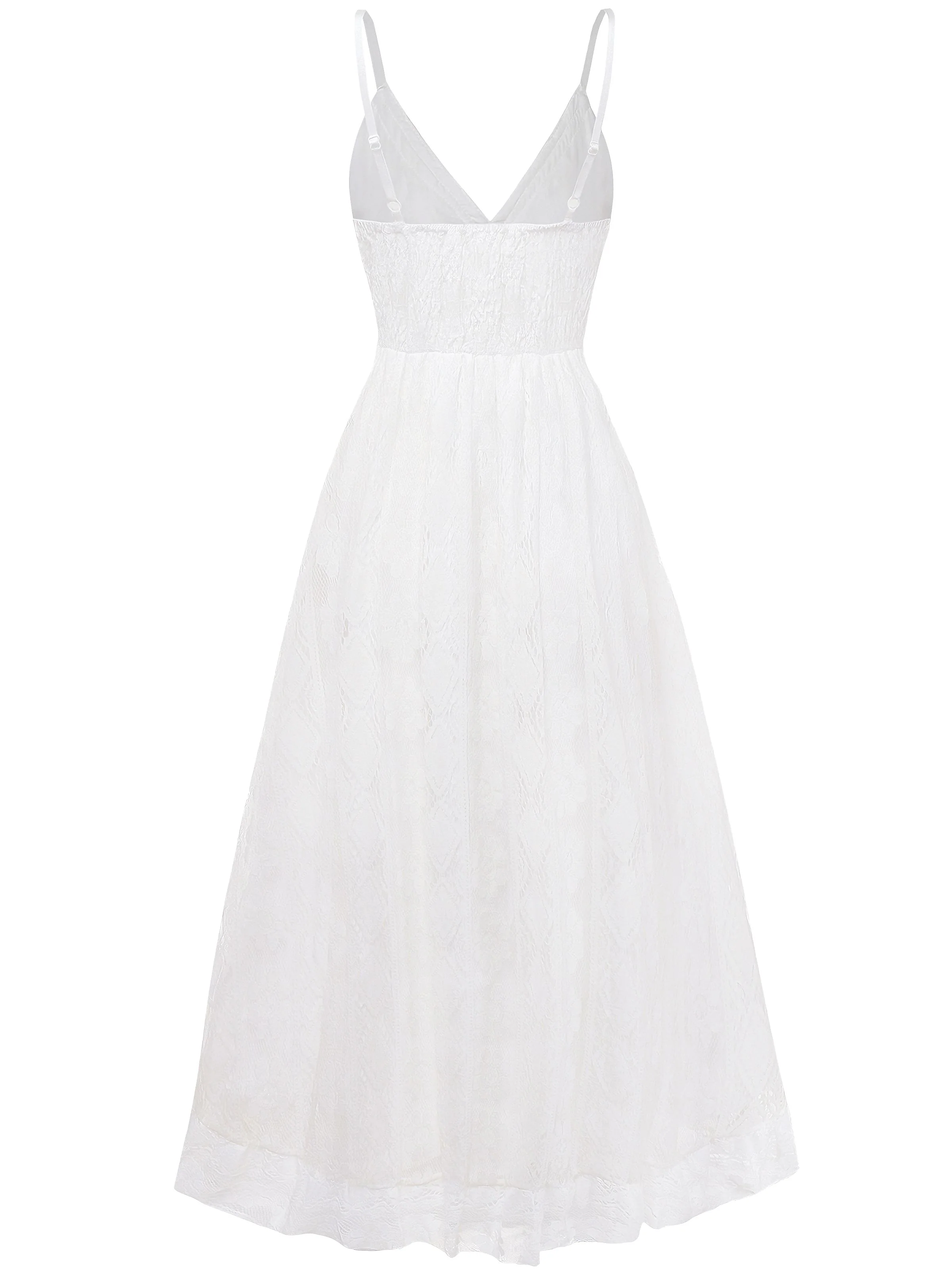 White 1970s V-Neck Boho Lace Maxi Dress - Image 3