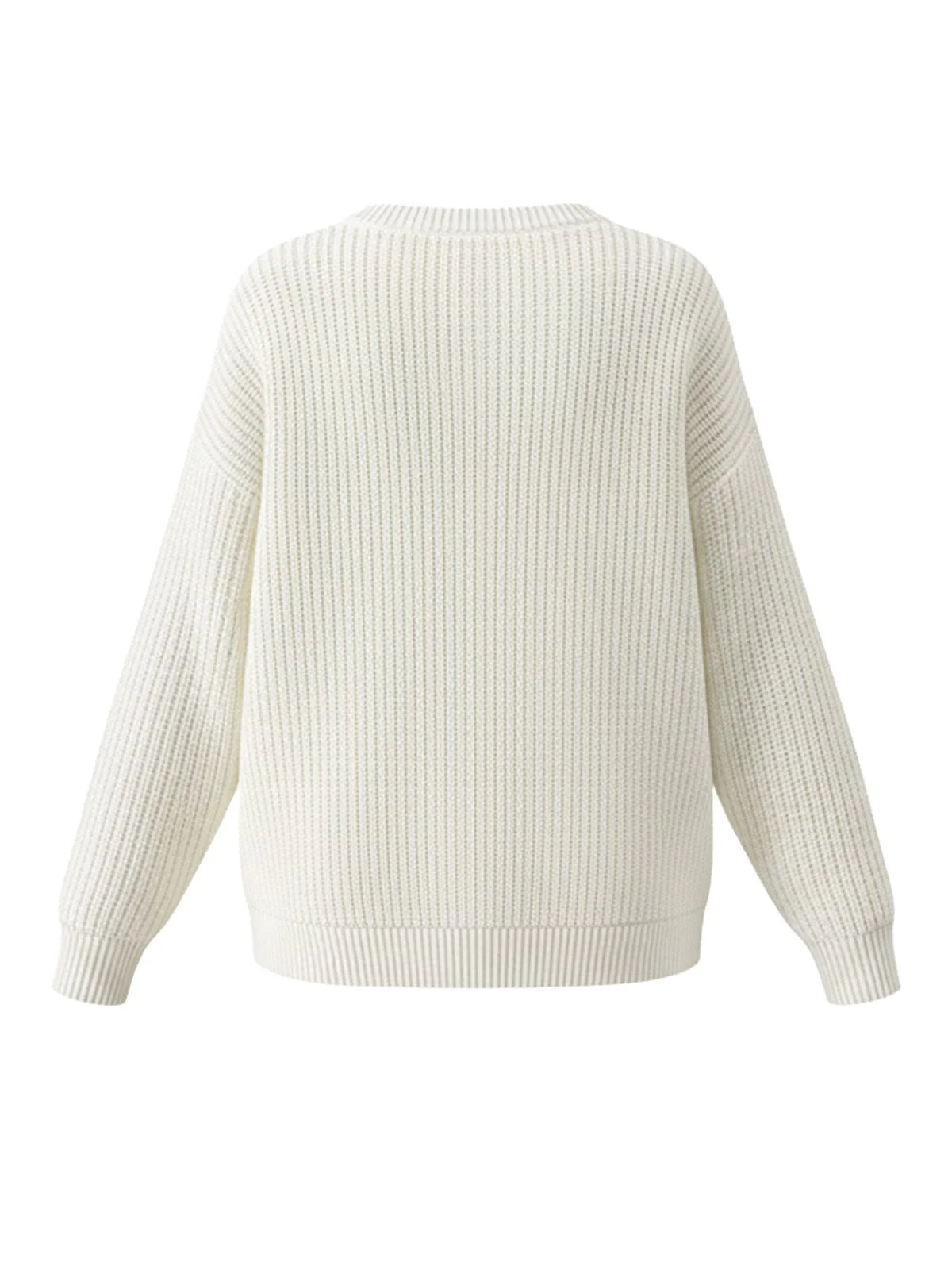 White 1980s Christmas Plaid Bow Round Neck Sweater - Image 2