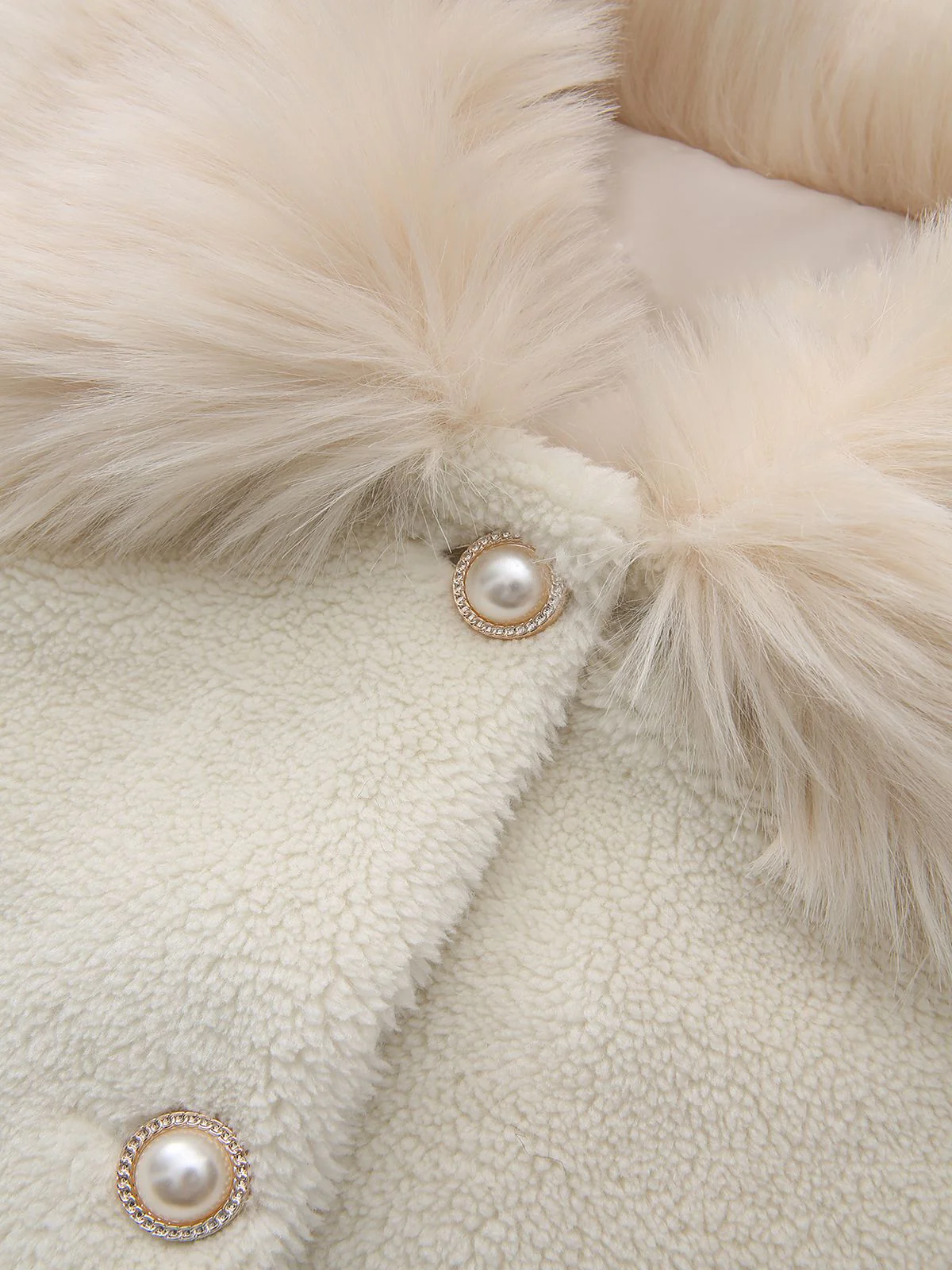White 1980s Faux Fur Collar Long Coat - Image 4