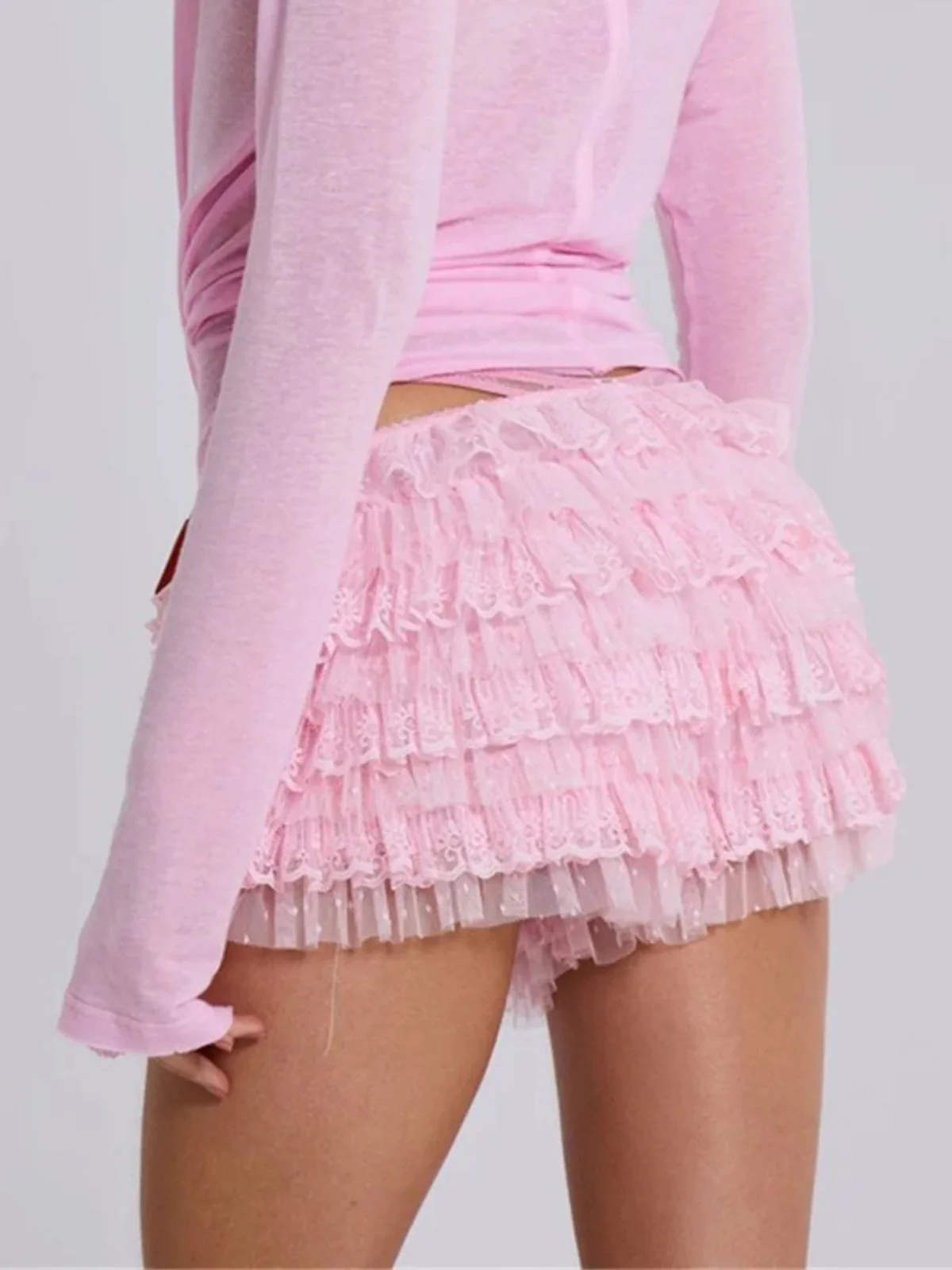 1980s Multi-Layered Lace Ruffled Low-Rise Shorts - Image 2