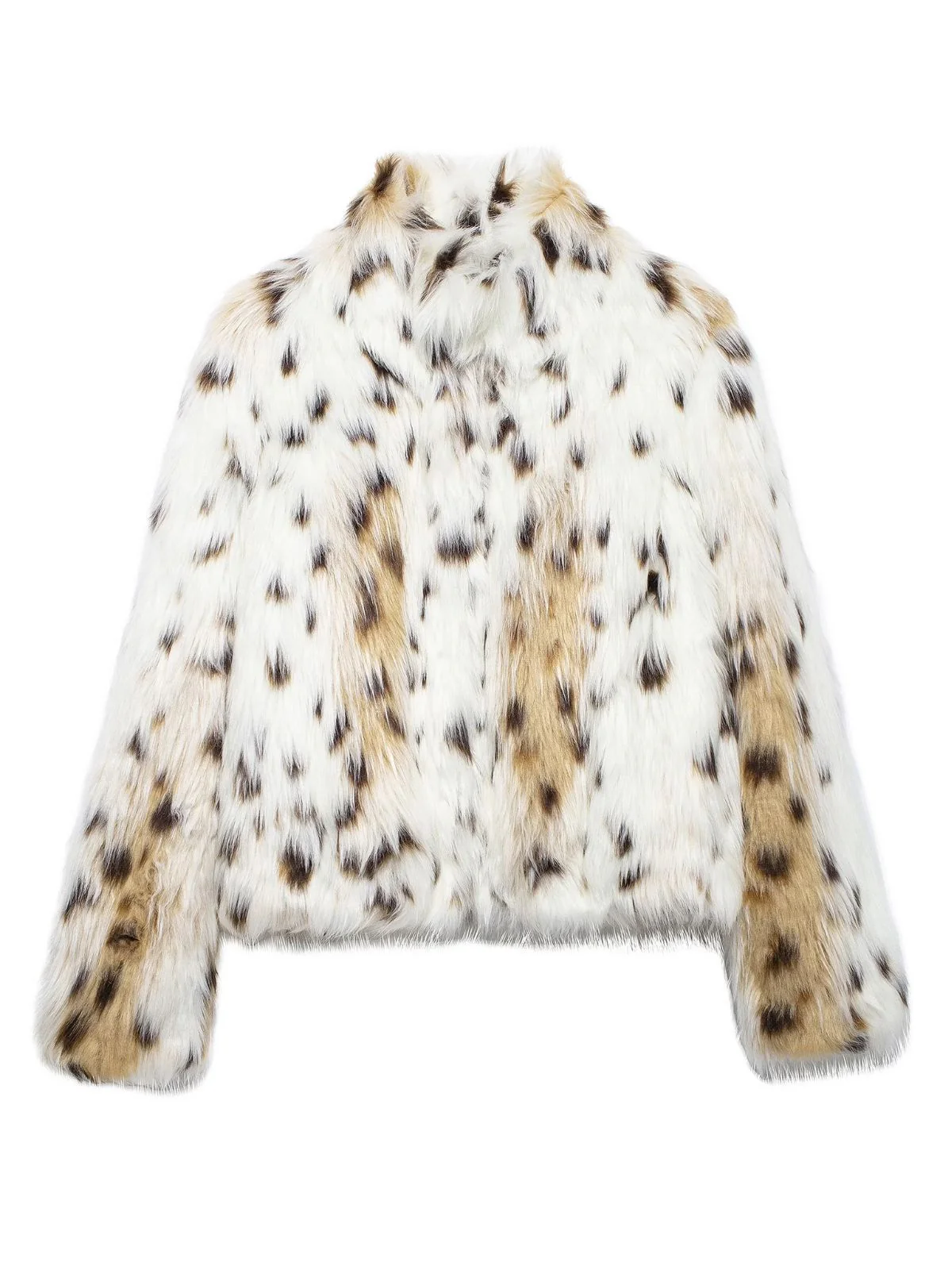 White 1980s Reindeer Print Faux Fur Jacket - Image 2