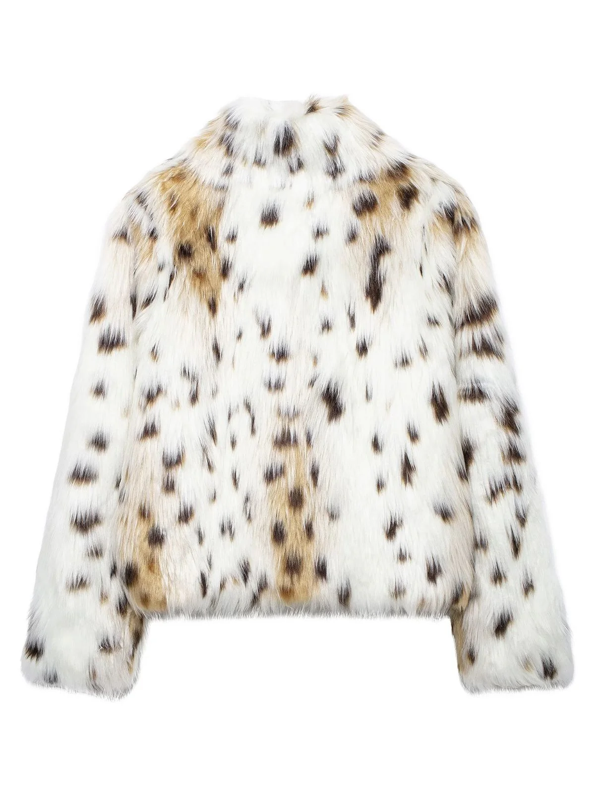 White 1980s Reindeer Print Faux Fur Jacket - Image 3