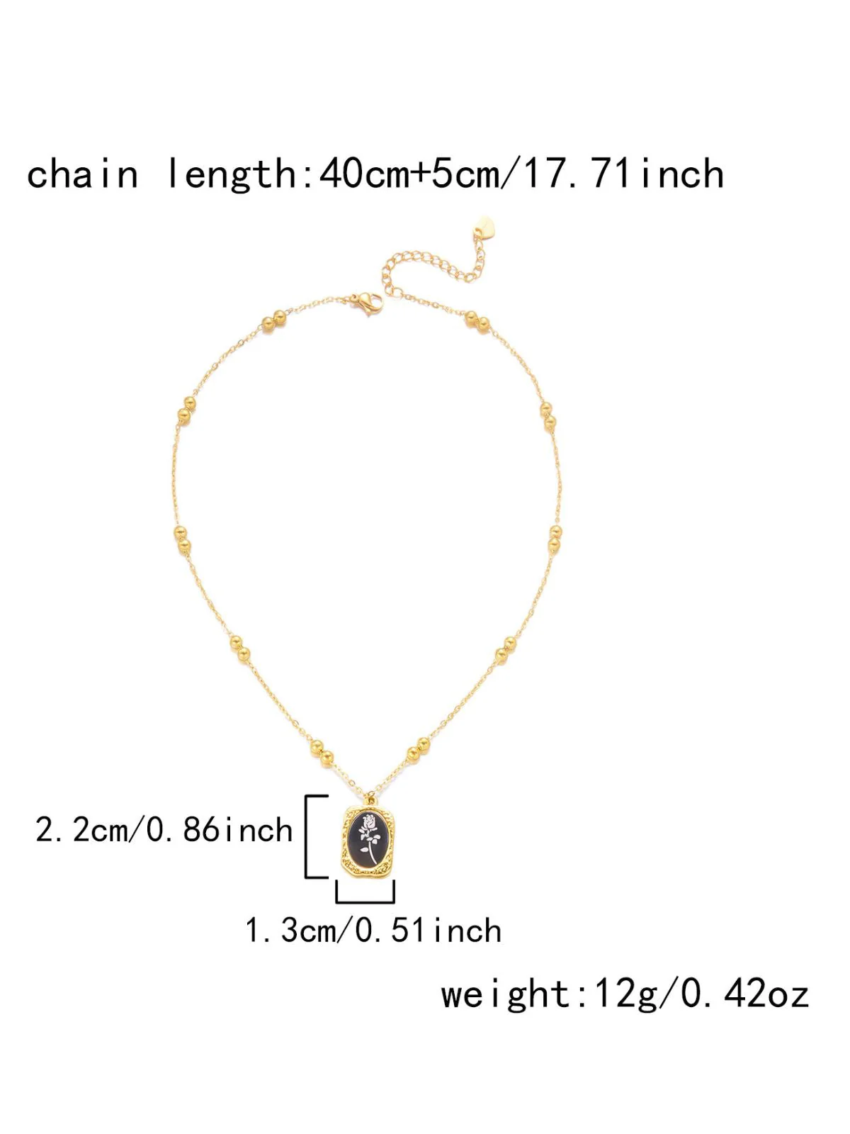 White Beading Chain Rose Flower Pendant Necklace - Image 4