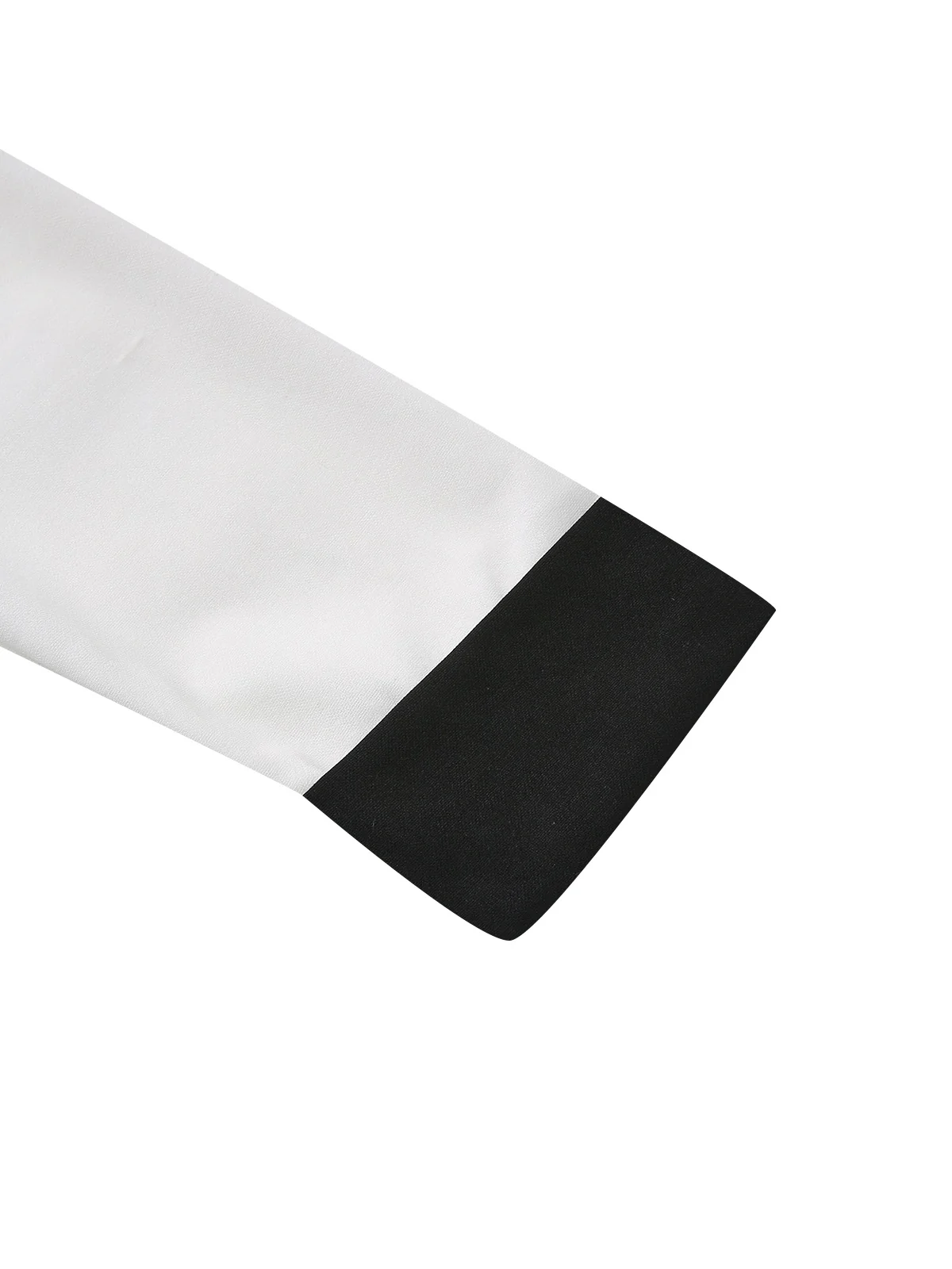 White & Black 1940s Deep V-Neck Notched Button Dress - Image 7