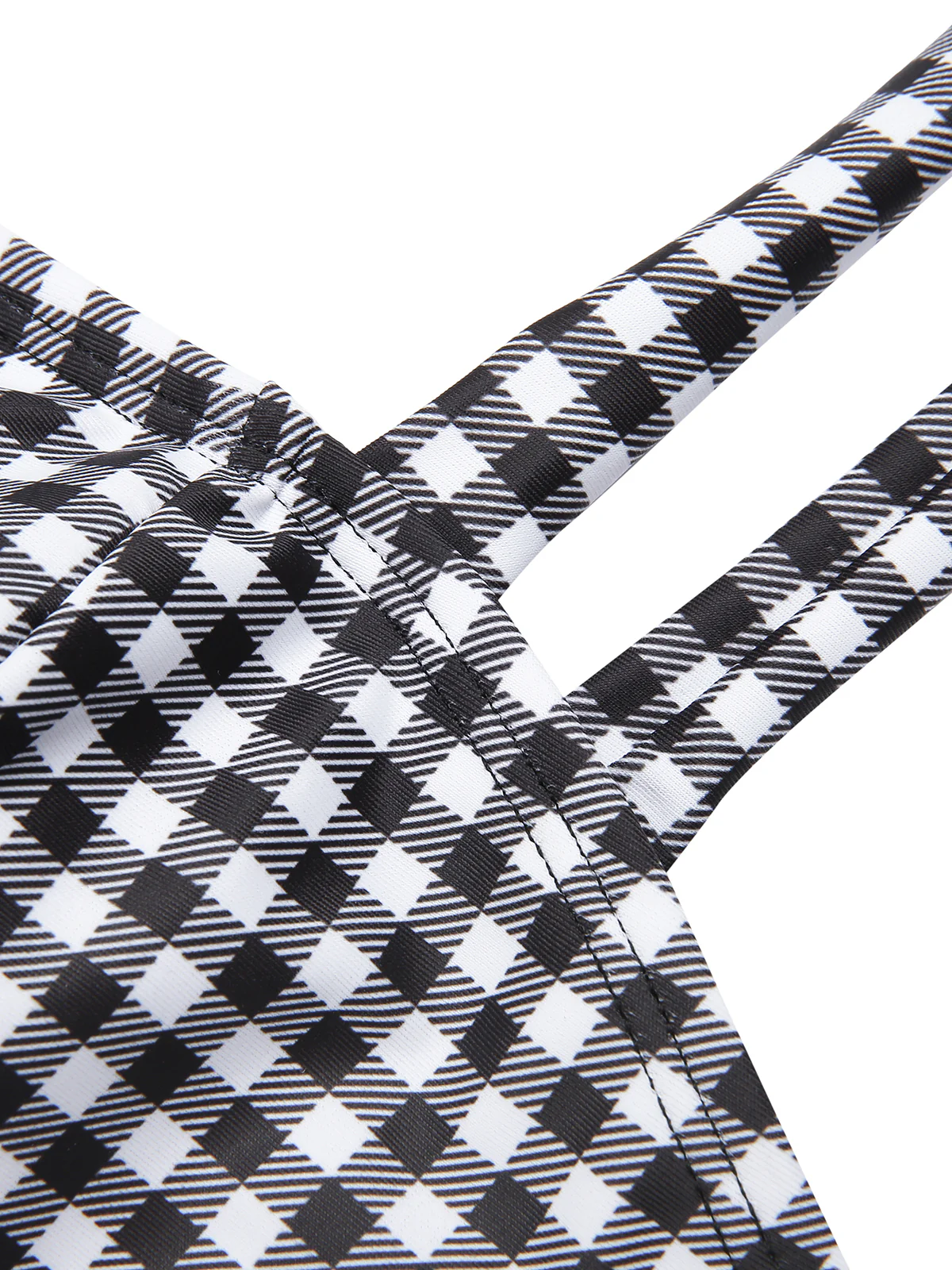 White&Black 1940s Plaid Suspenders Swimsuit - Image 7
