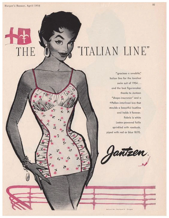 White & Pink 1950s Strawberry Pleated Swimsuit - Image 8