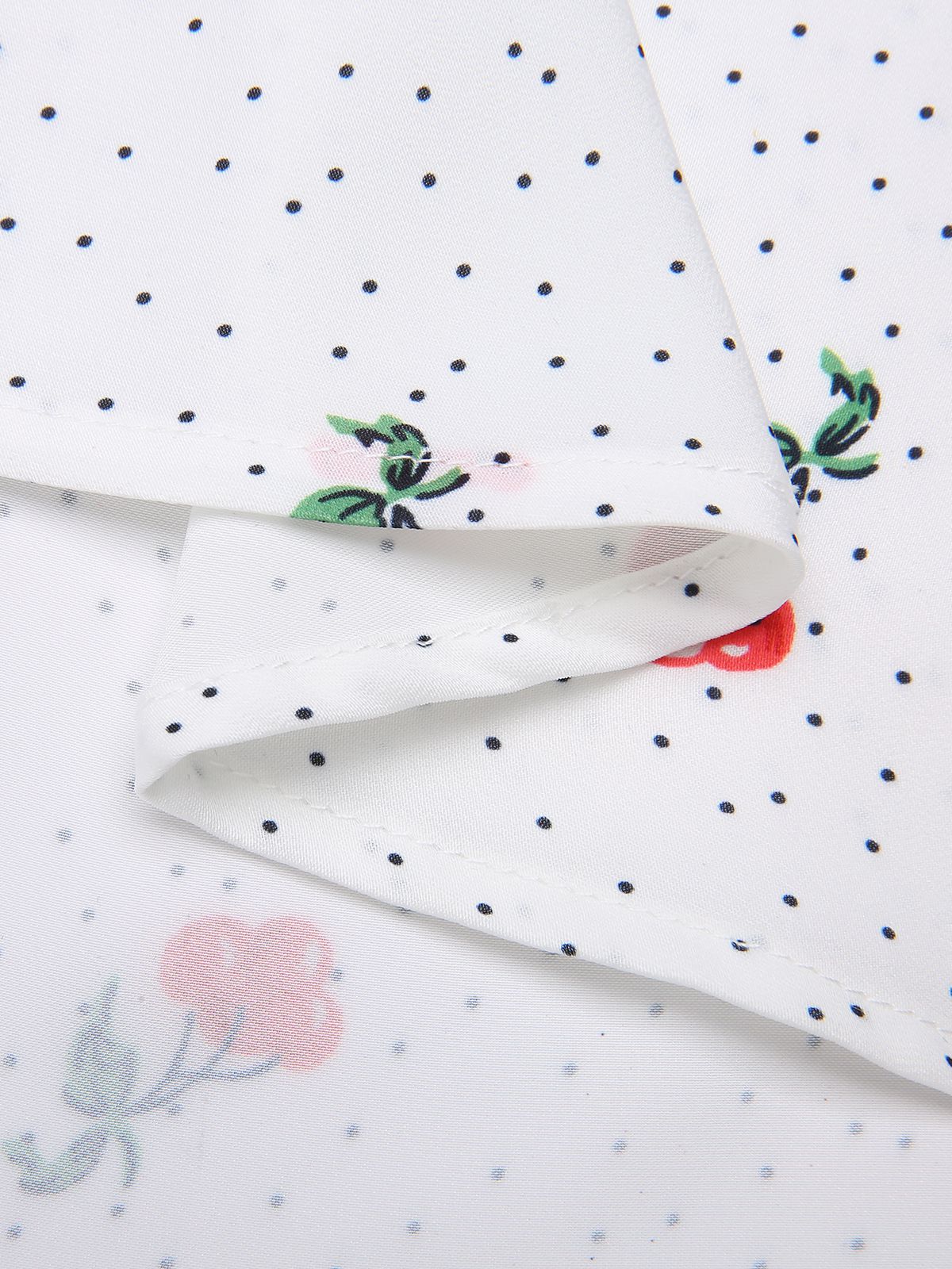 White Satin-faux Cherry Polka Dot Dress - Image 6