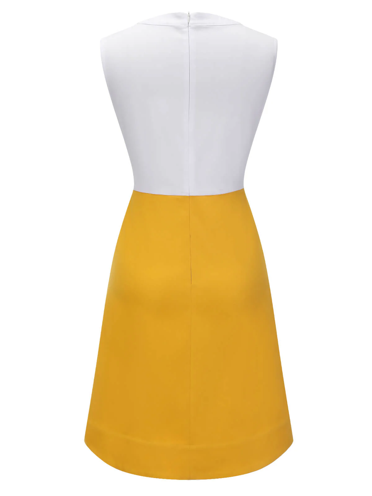 White & Yellow 1960s Bowknot Patchwork Dress - Image 4