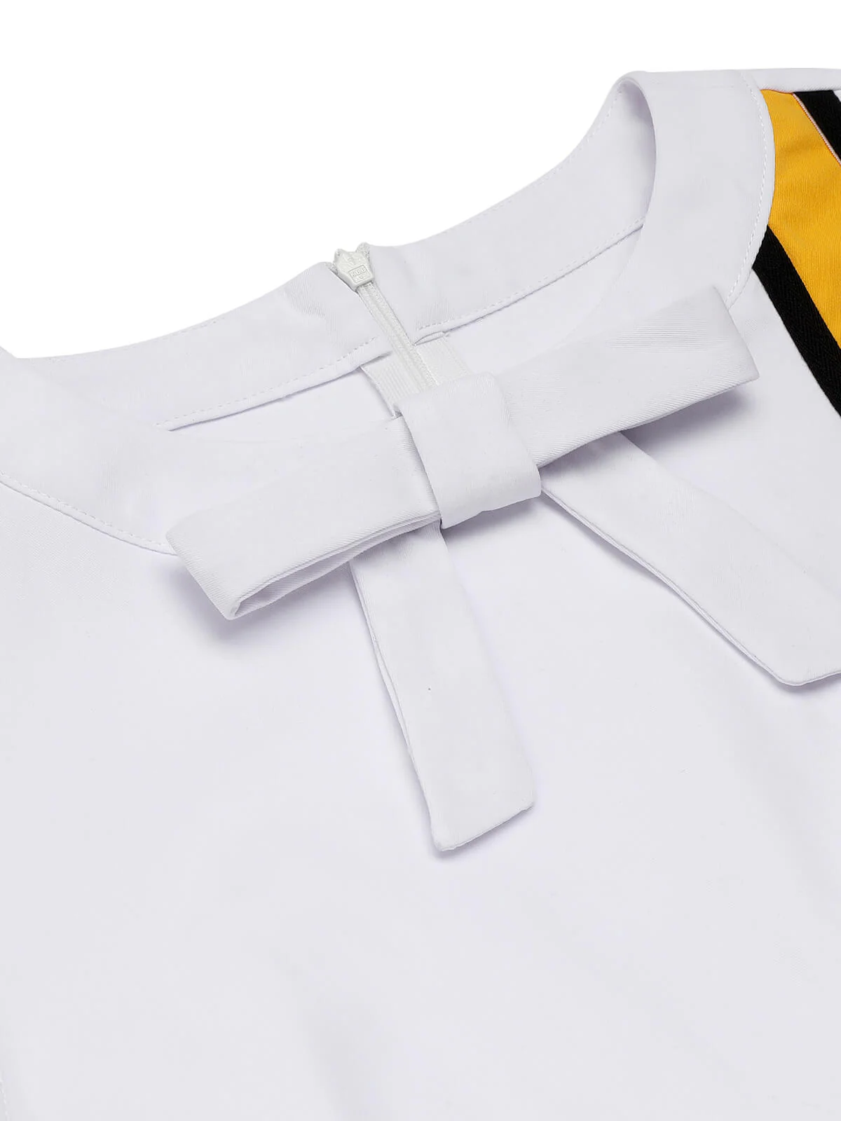 White & Yellow 1960s Bowknot Patchwork Dress - Image 5