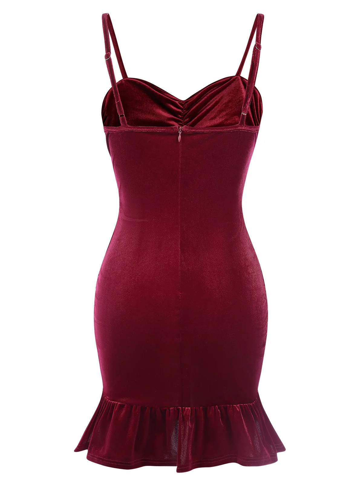Wine Red 1930s Ruffled Hem Pleated Dress - Image 2