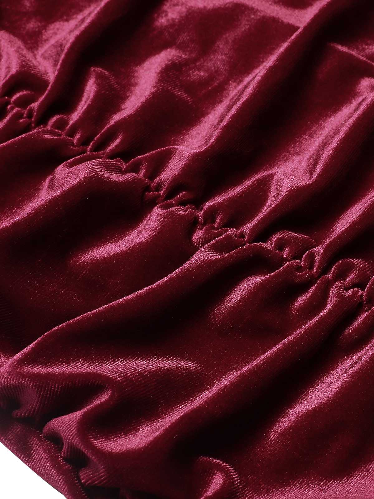 Wine Red 1930s Ruffled Hem Pleated Dress - Image 4