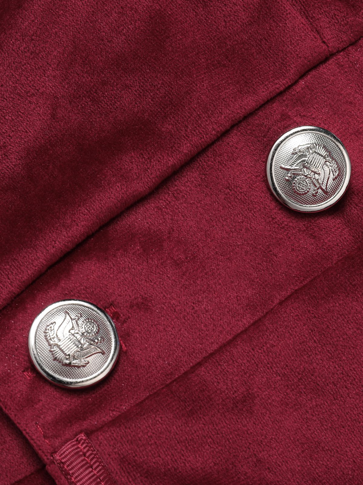 Wine Red 1930s Solid Suede Lapel Long Coat - Image 5