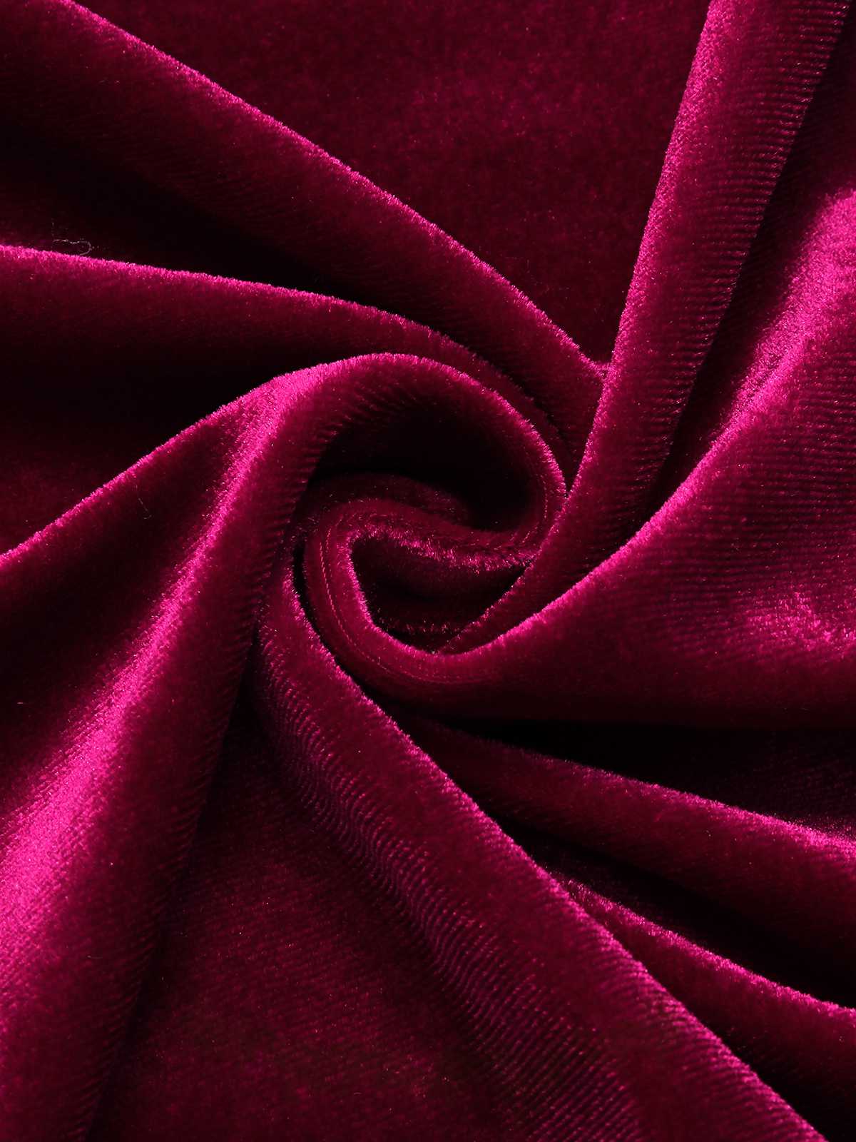 Wine Red 1930s Squared Neck Velvet Mermaid Dress - Image 5