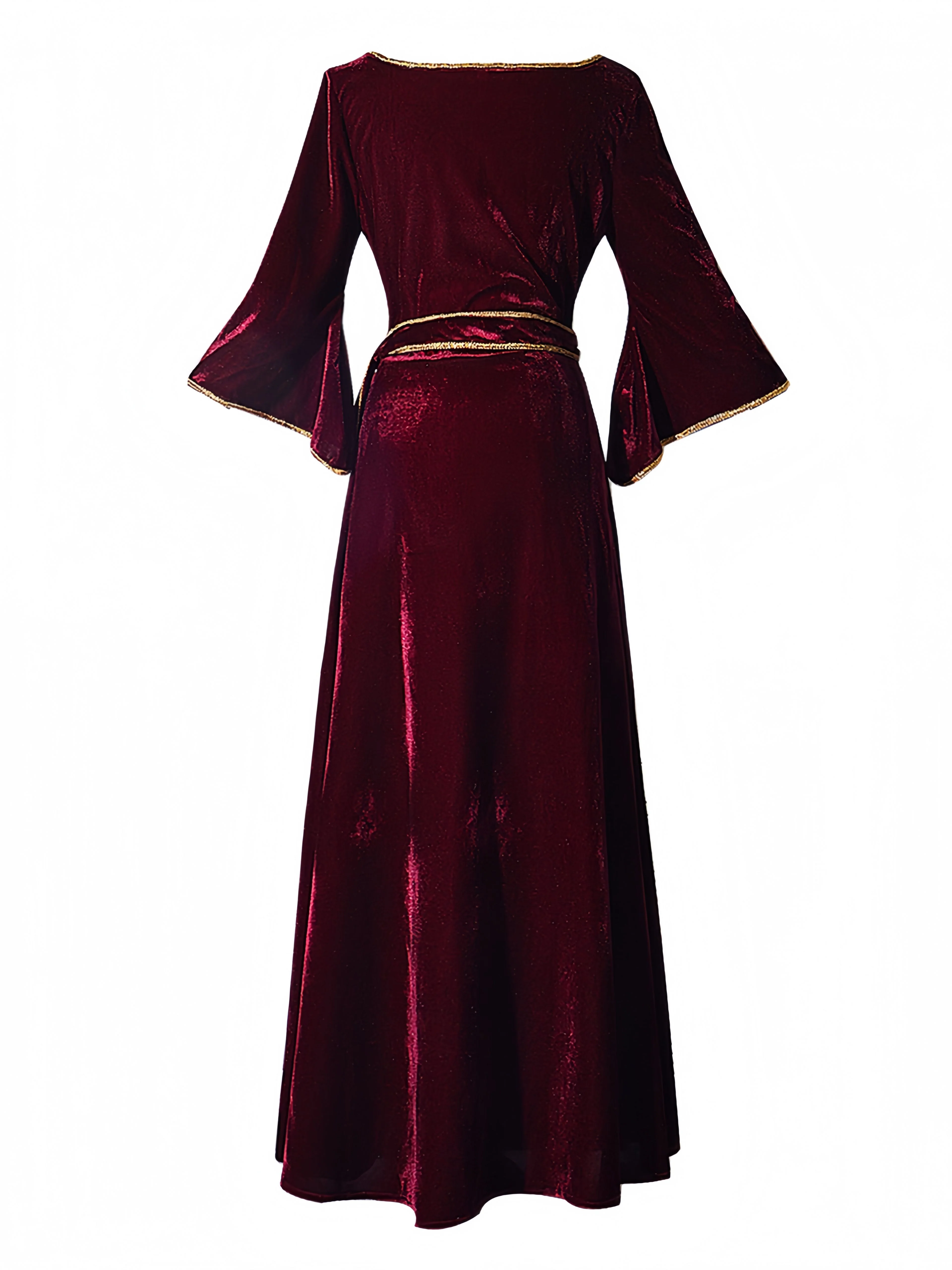 Wine Red 1930s Tangled Mother Gothel Velvet Dress - Image 2