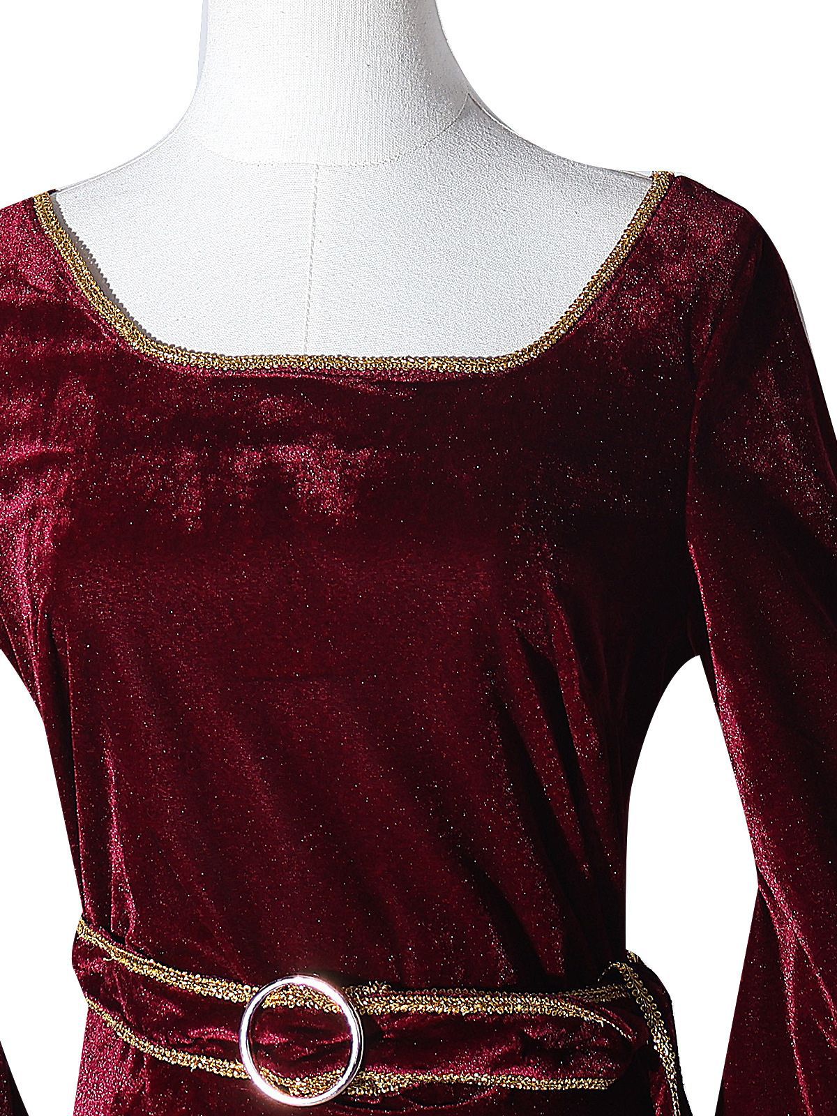 Wine Red 1930s Tangled Mother Gothel Velvet Dress - Image 3