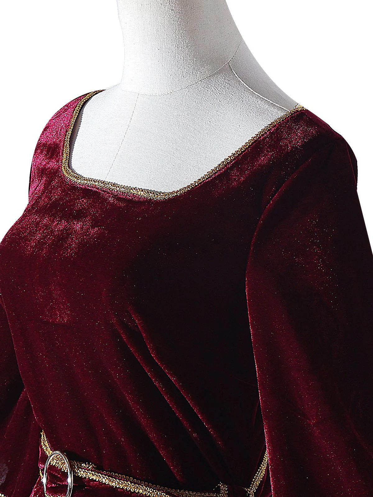Wine Red 1930s Tangled Mother Gothel Velvet Dress - Image 4