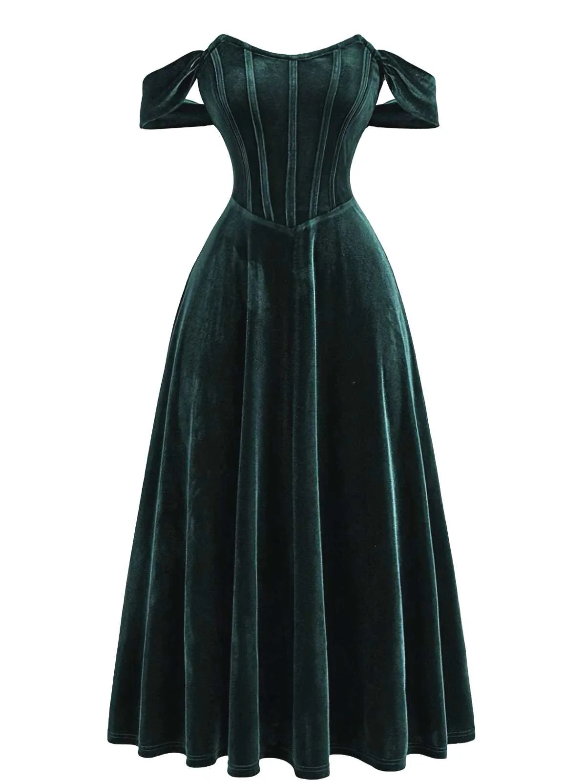 Wine Red 1930s Velvet Corset Formal Dress - Image 4