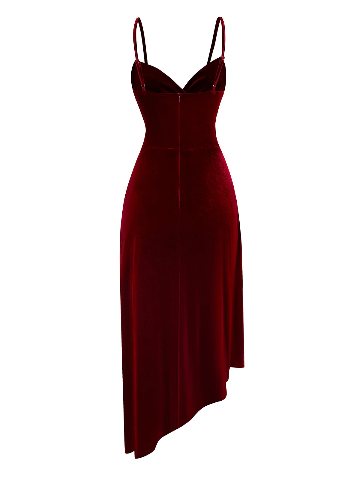Wine Red 1930s Velvet Ruffled Hem Dress - Image 3