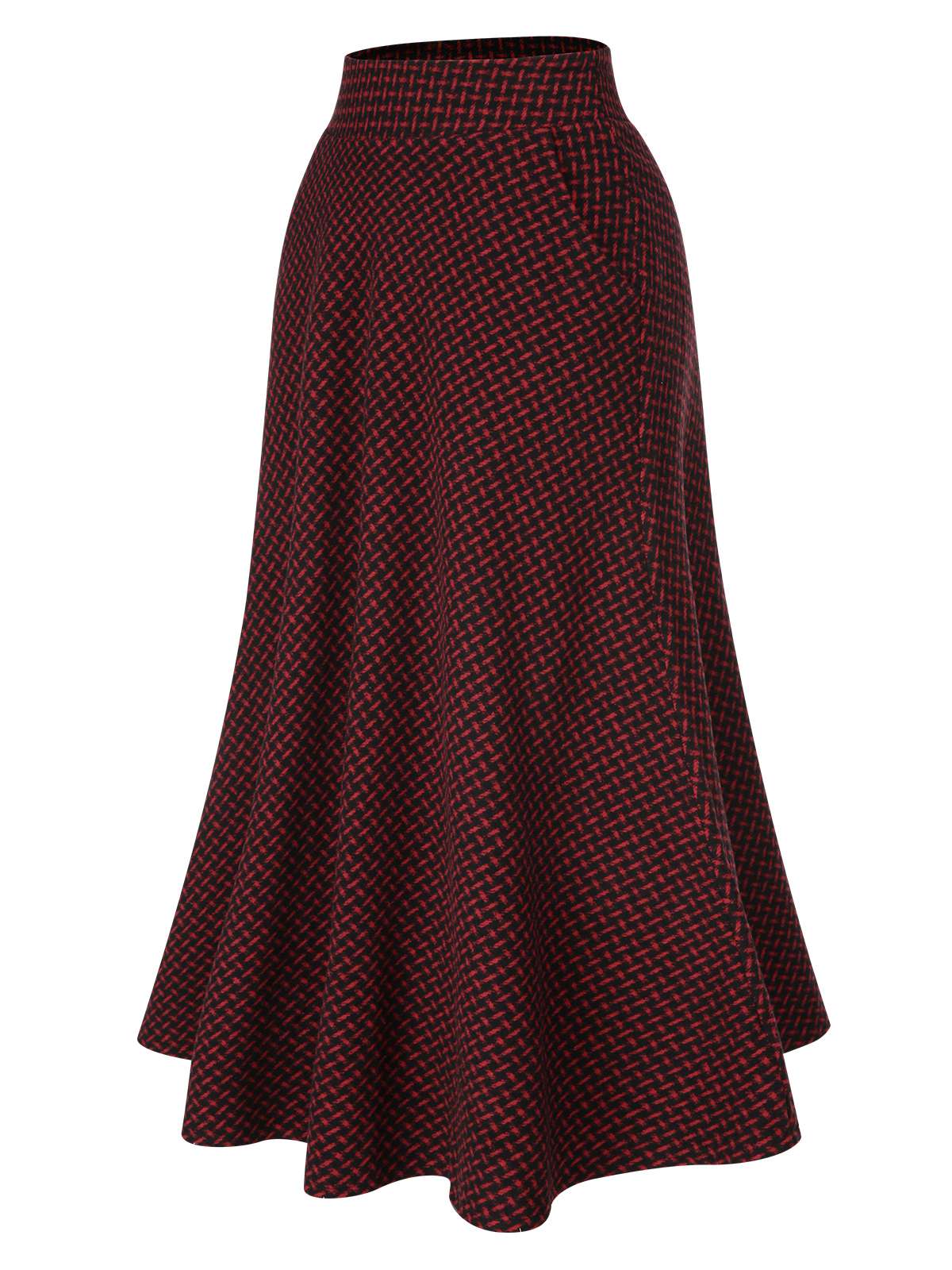 Wine Red 1940s A-Line Maxi Skirt - Image 2