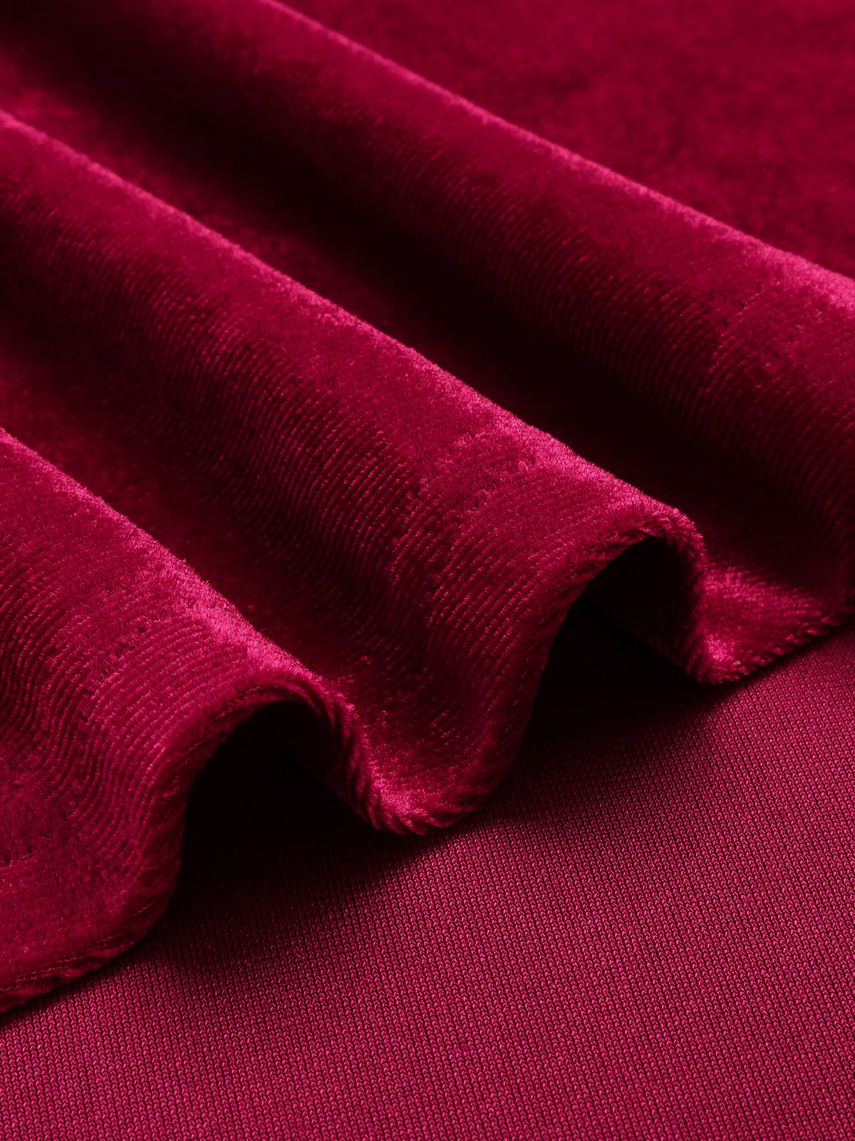 Wine Red 1940s Solid Velvet Puff Dress - Image 6