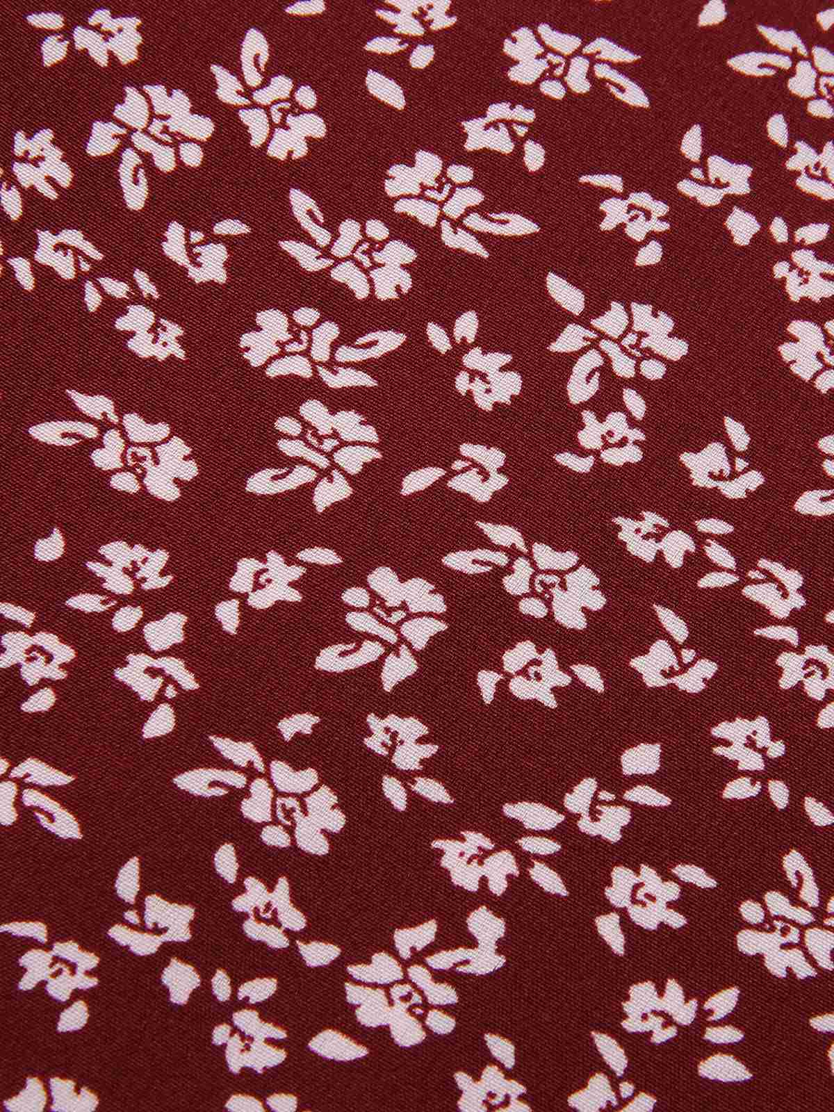 [Pre-Sale] Wine Red 1940s V-Neck Ditsy Floral Dress - Image 4