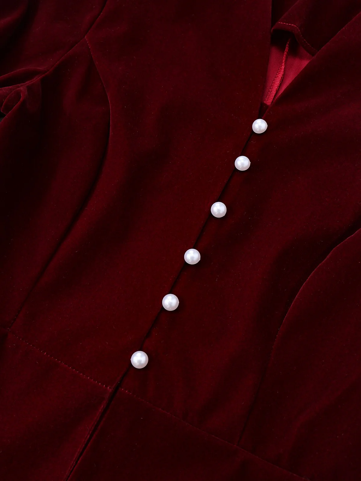 2PCS Wine Red 1940s V-Neck Velvet Jacket & Skirt - Image 5
