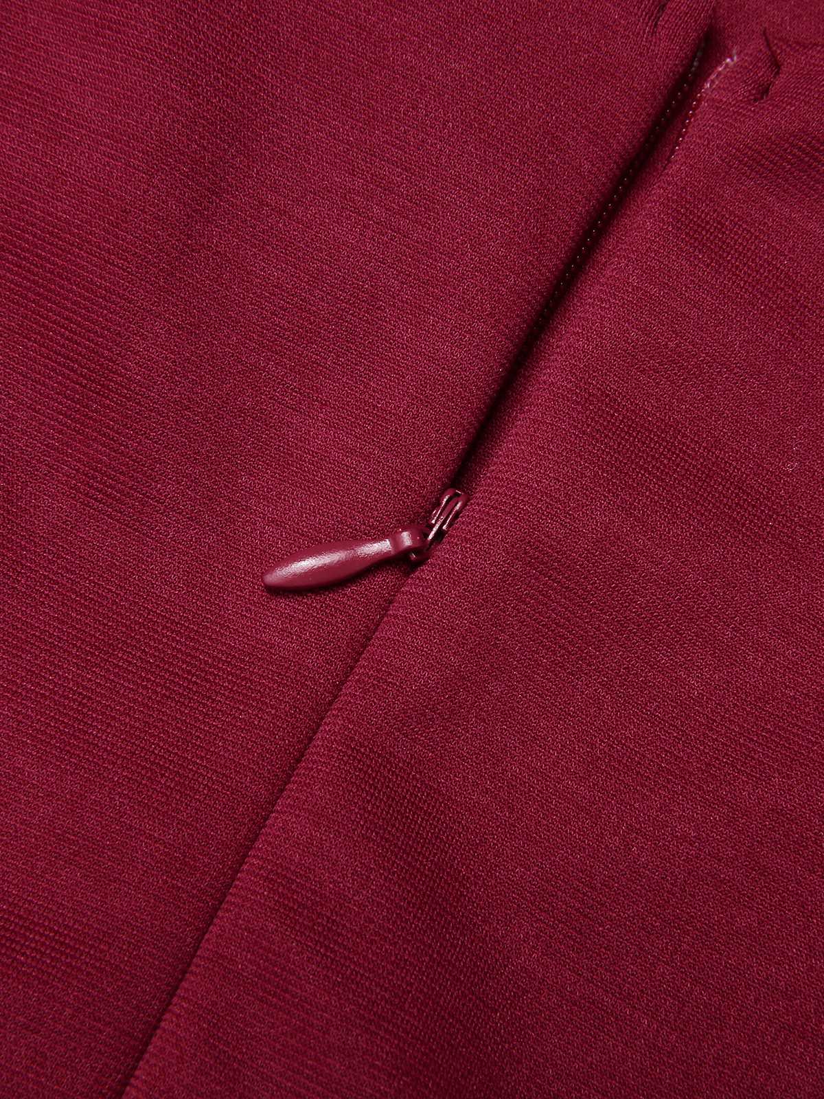 Wine Red 1950s Butterfly Lapel Mesh Dress - Image 6