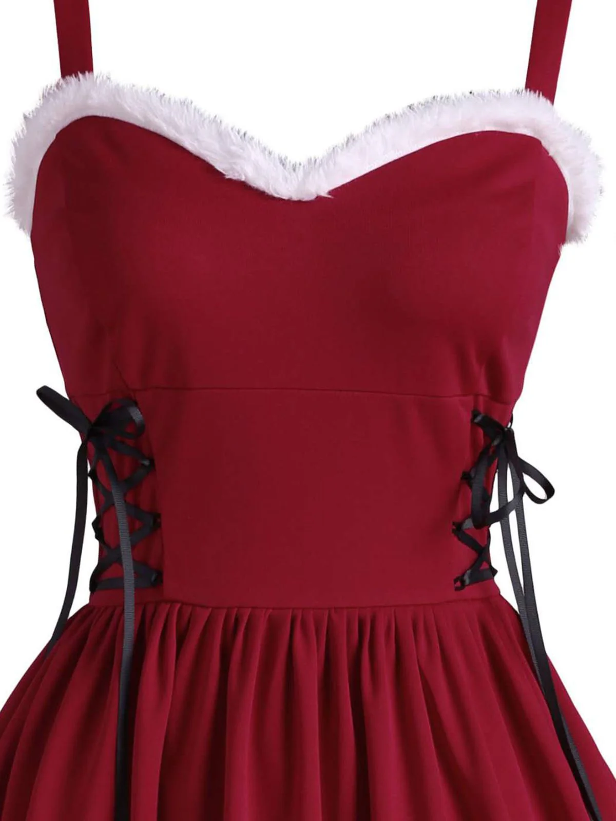 Wine Red 1950s Furry Swing Dress - Image 3