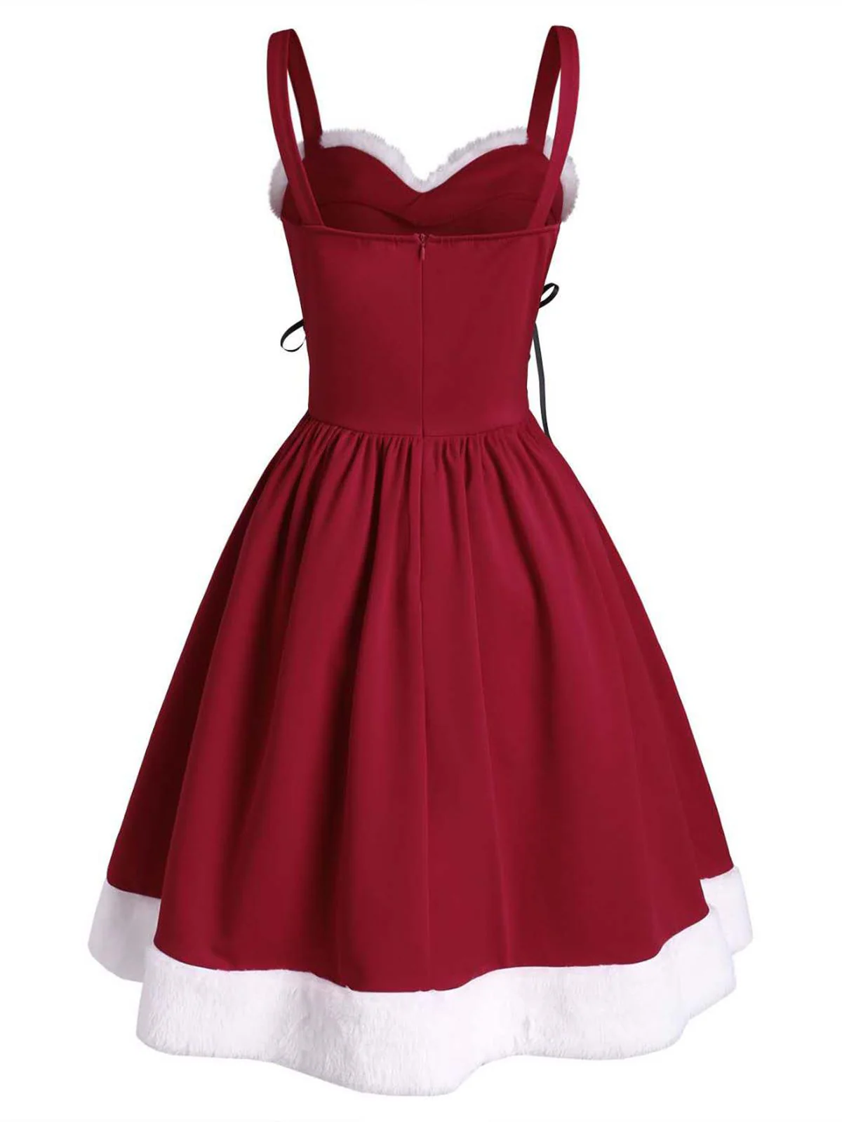 Wine Red 1950s Furry Swing Dress - Image 4