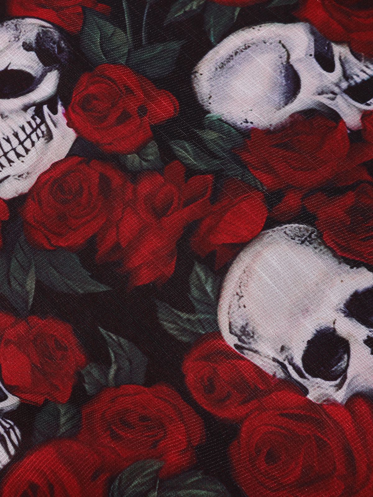 Wine Red 1950s Halter Haloween Roses Skeleton Mesh Dress - Image 5