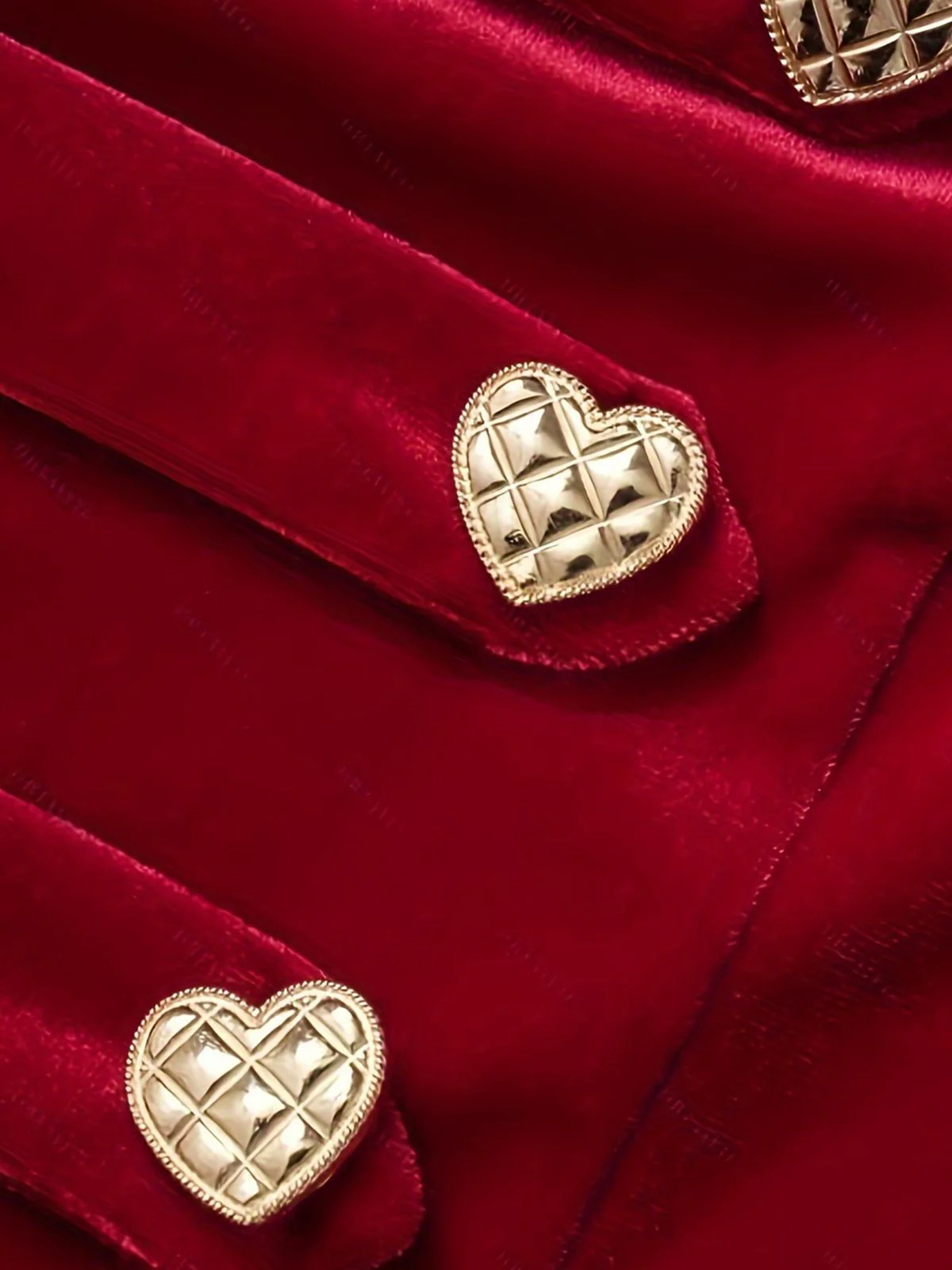 Wine Red 1950s Velvet Heart Button Solid Dress - Image 3
