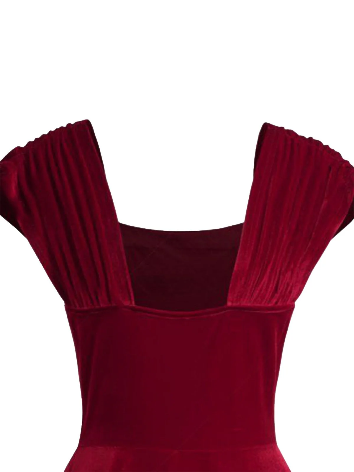 Wine Red 1950s Velvet Heart Button Solid Dress - Image 4