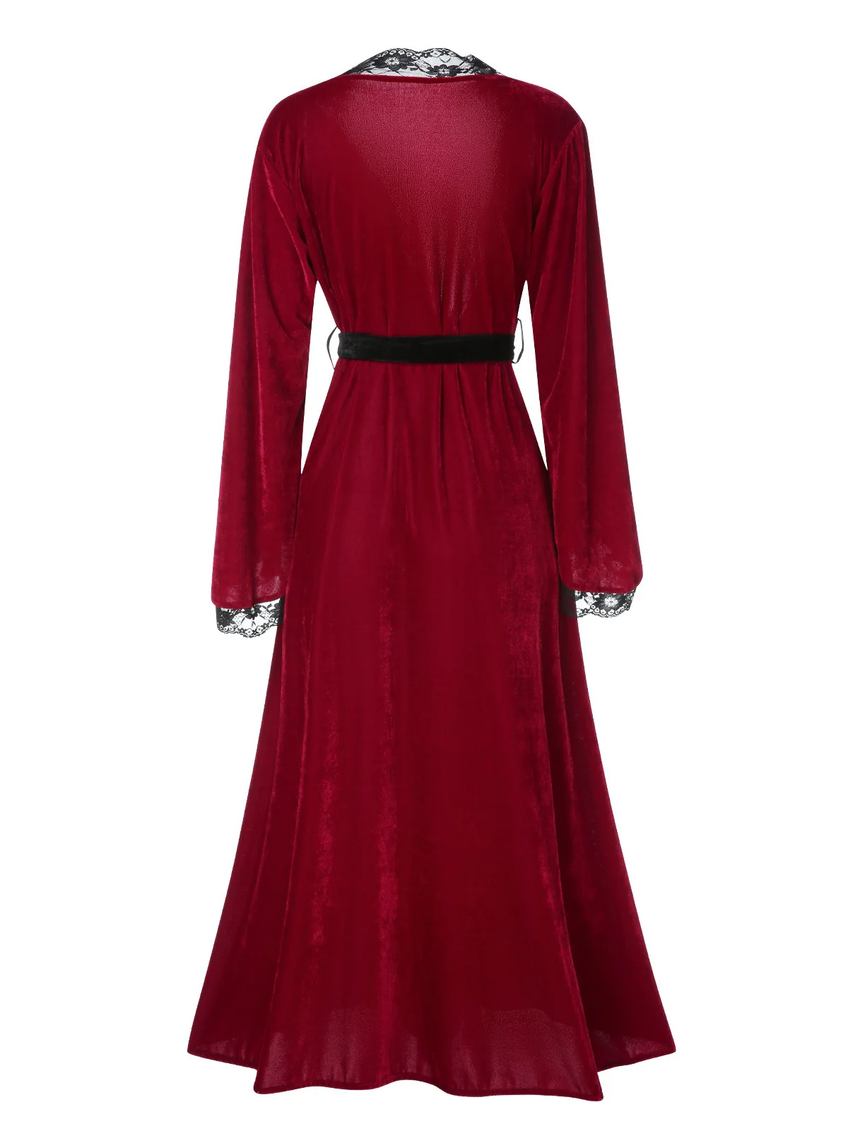 Wine Red 1950s Lace Patchwork Night Robe - Image 3