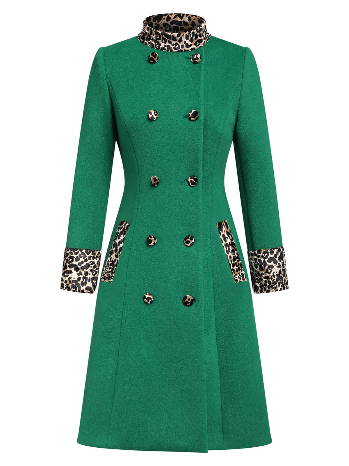 Wine Red 1950s Leopard Patchwork Button Coat - Image 6