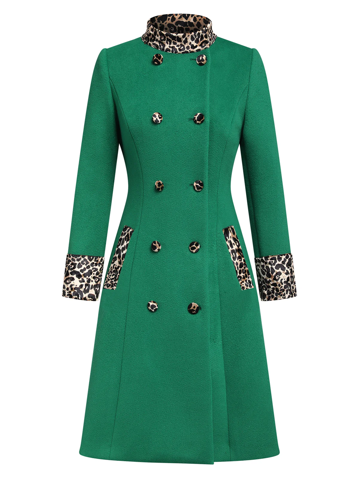 Wine Red 1950s Leopard Patchwork Button Coat - Image 4
