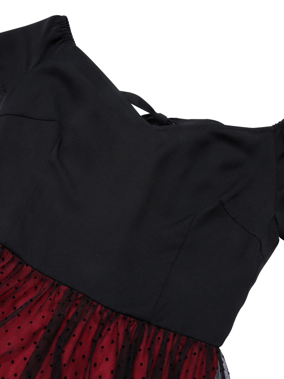 Wine Red 1950s Polka Dots Drop Shoulder Belt Dress - Image 7