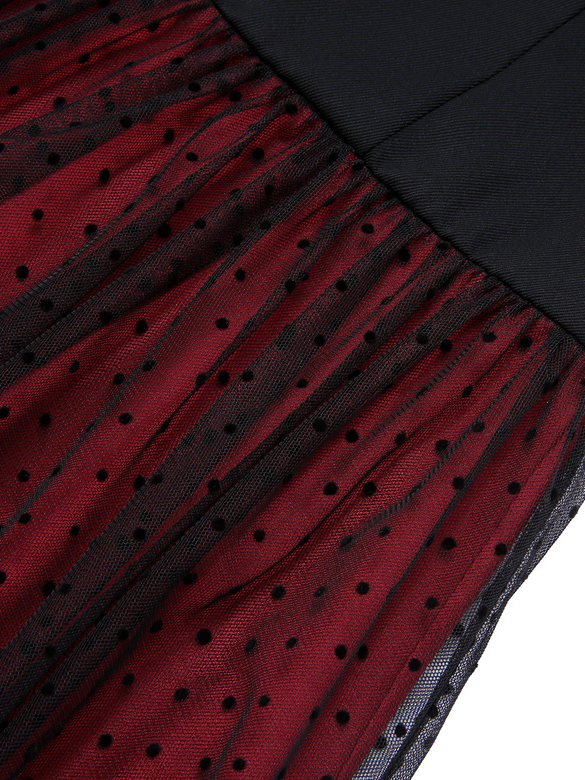 Wine Red 1950s Polka Dots Drop Shoulder Belt Dress - Image 6