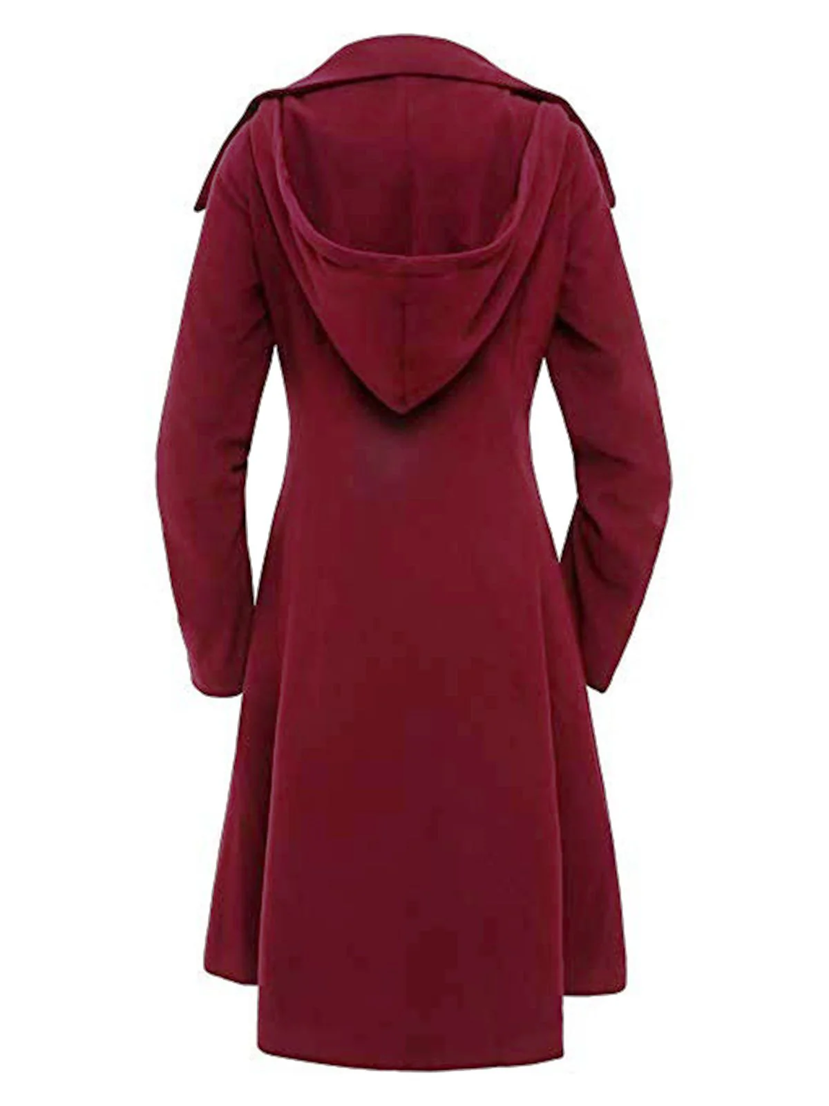Wine Red 1950s Solid Button Coat - Image 3