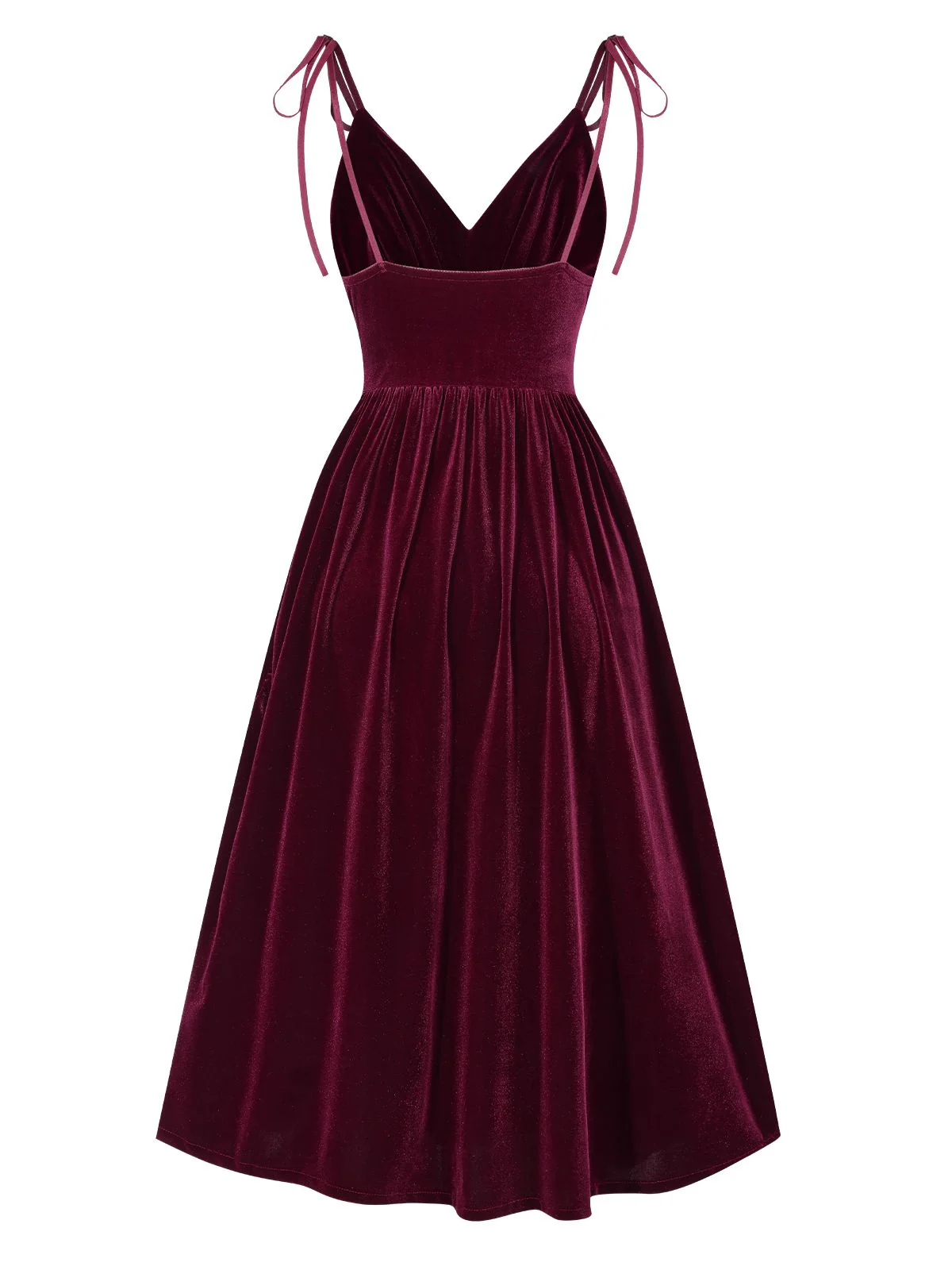 Wine Red 1950s Spaghetti Strap Velvet Nightgown - Image 2
