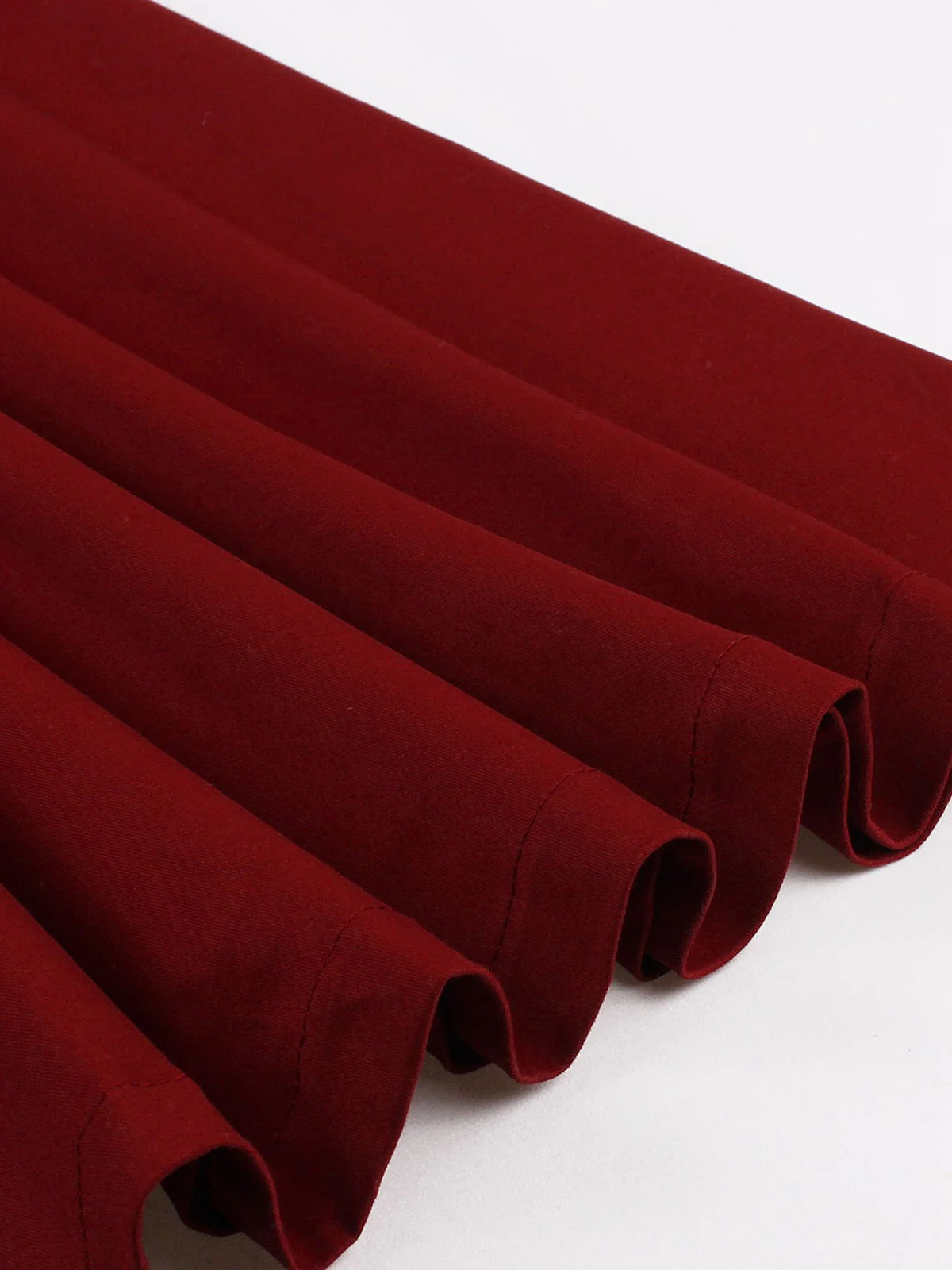 Wine Red 1950s Tie Neck Contrast Patchwork Dress - Image 4