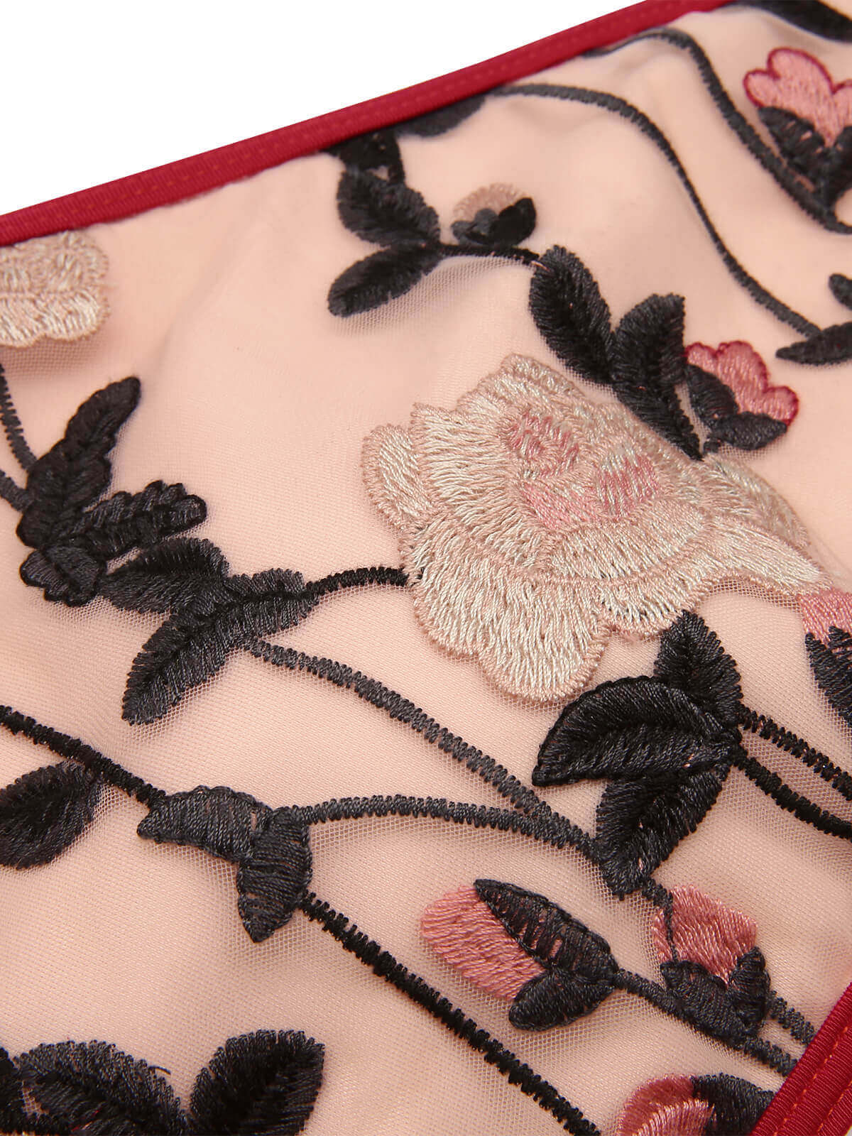 Wine Red 1950s Floral Backless Swimsuit - Image 6